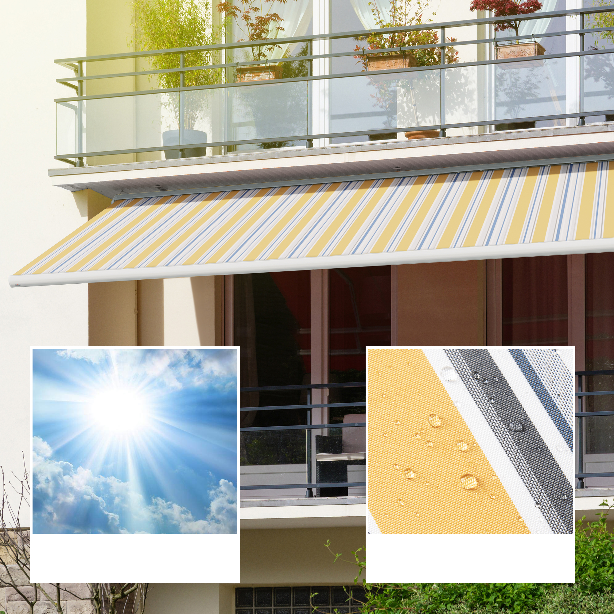 slider_image_019290696fe778788659a9435985d2b0 Kassettenmarkise Curve 2000 an einem Balkon, wetterfest und wasserabweisend