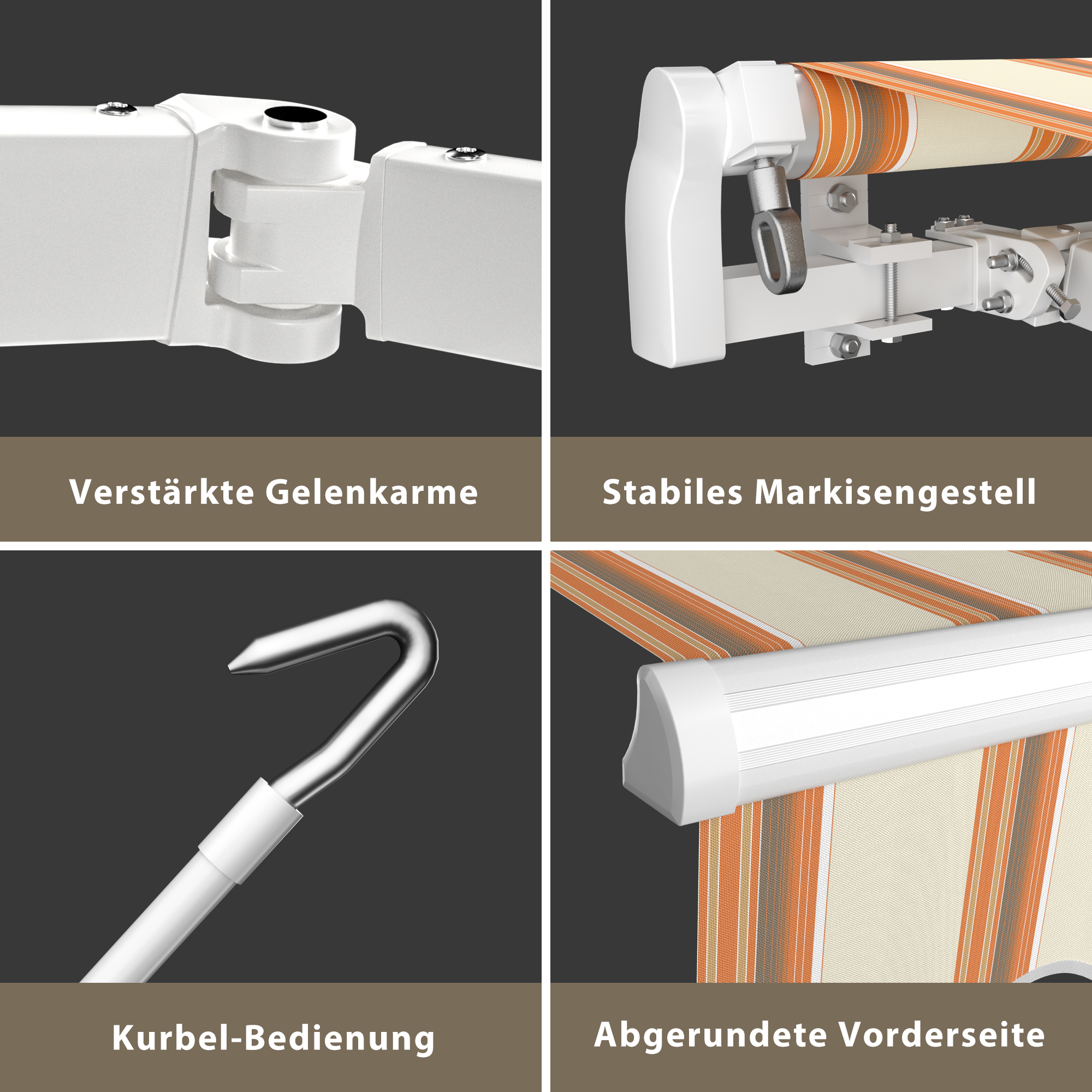 slider_image_01928fcbfe2974c3836df9206b580d1d Markise mit verstärkten Gelenkarmen, stabilem Gestell, Kurbel-Bedienung und abgerundeter Vorderseite
