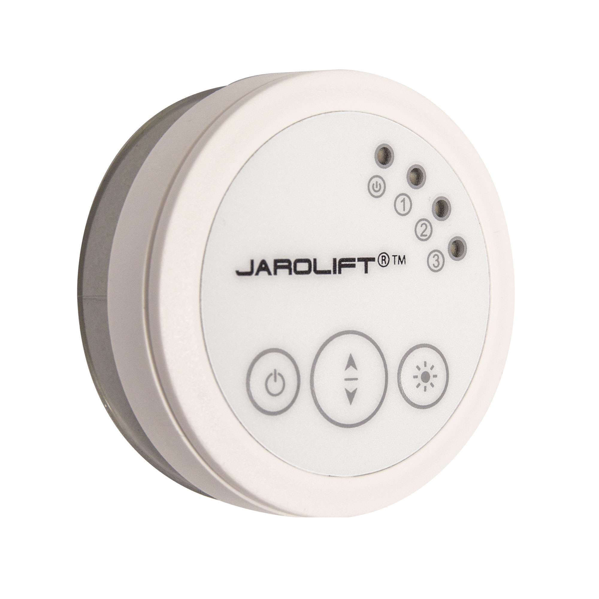 slider_image_0190c47badd475eab13a5d00ad4e642b Runder Funk-Lichtsensor mit Tasten und LED-Anzeigen zur Steuerung von Sonnenschutzsystemen