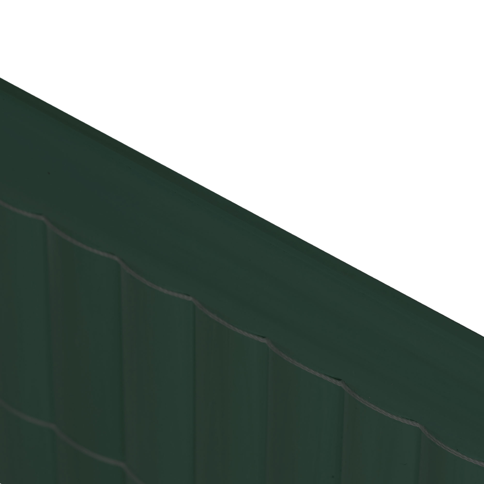 slider_image_29cc09e92c614ecb848ef6e9ca5e6385 PVC Abdeckprofil für Sichtschutzmatten, zeigt obere Kante und Struktur des Profils