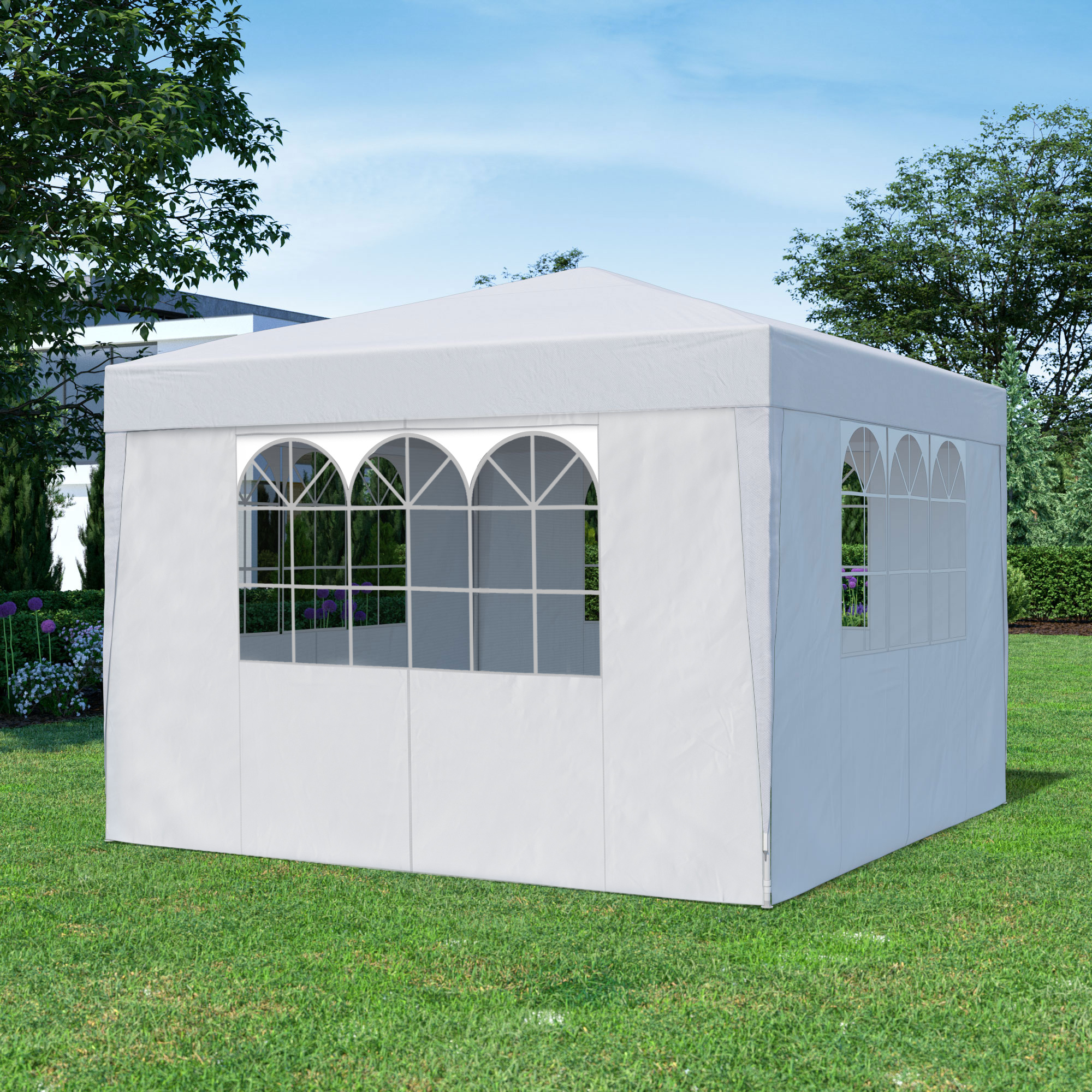 Seitenwand für Steckpavillon SP-3 im Gartenumfeld