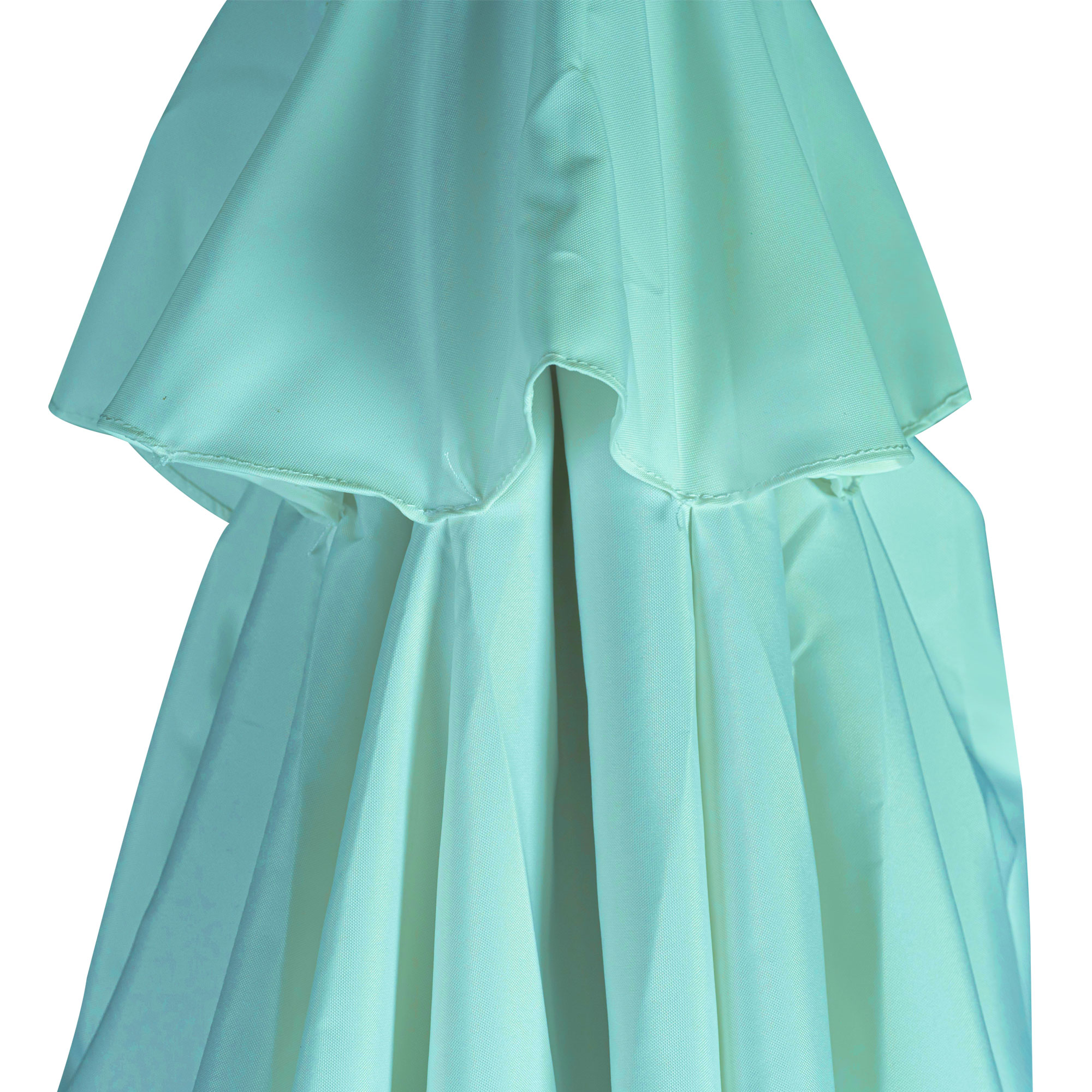 slider_image_a819b2d2d1b94b8d9d639156302a93a2 Bespannung für knickbaren Holz-Sonnenschirm, zeigt gefalteten Stoff in Nahaufnahme