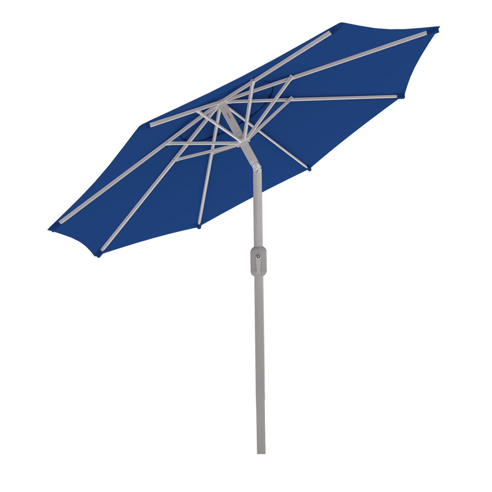 Sonnenschirm mit rundem Schirm und zentralem Ständer für Schatten im Außenbereich