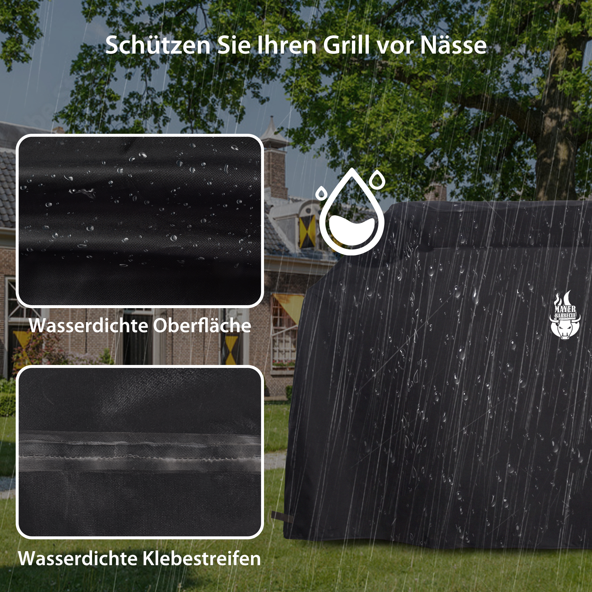 Grillabdeckung / Grill Abdeckhaube | 160 x 80 x 105cm, schwarz