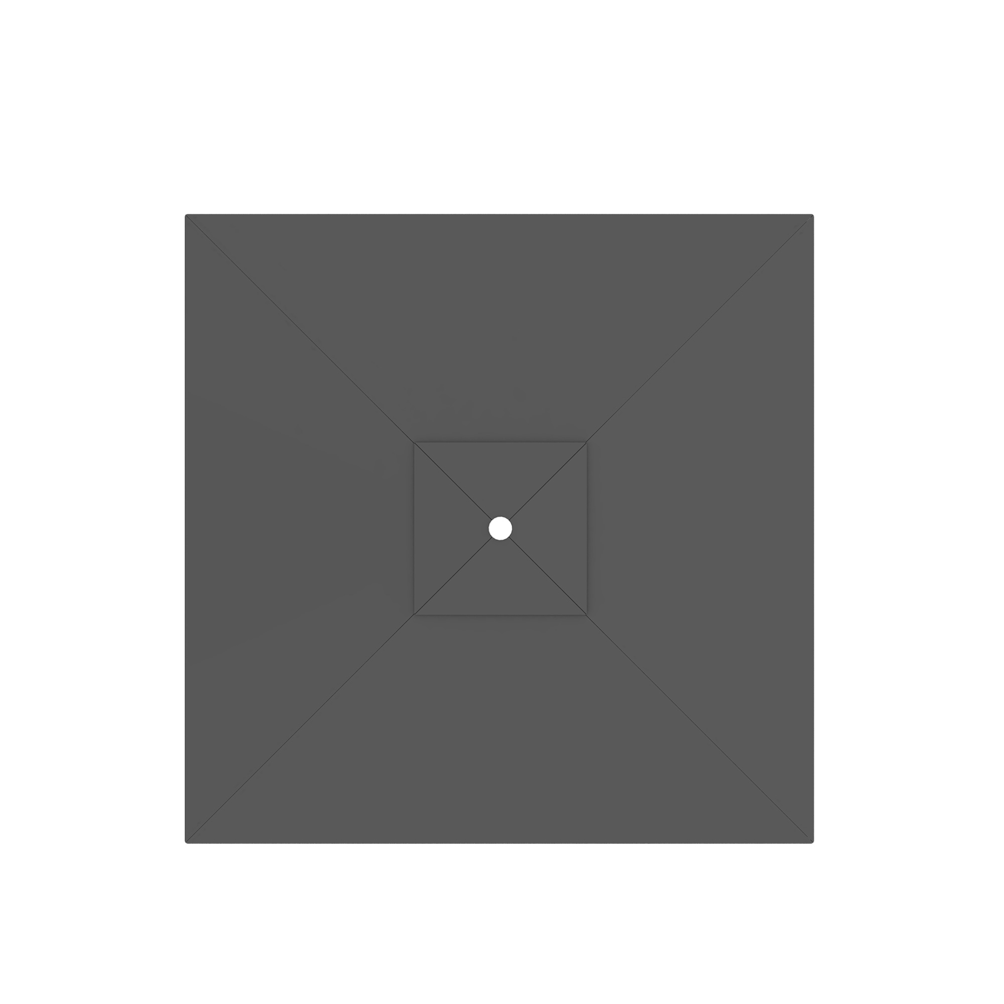 Quadratischer Sonnenschirm von oben, symmetrisches Design mit zentralem Punkt