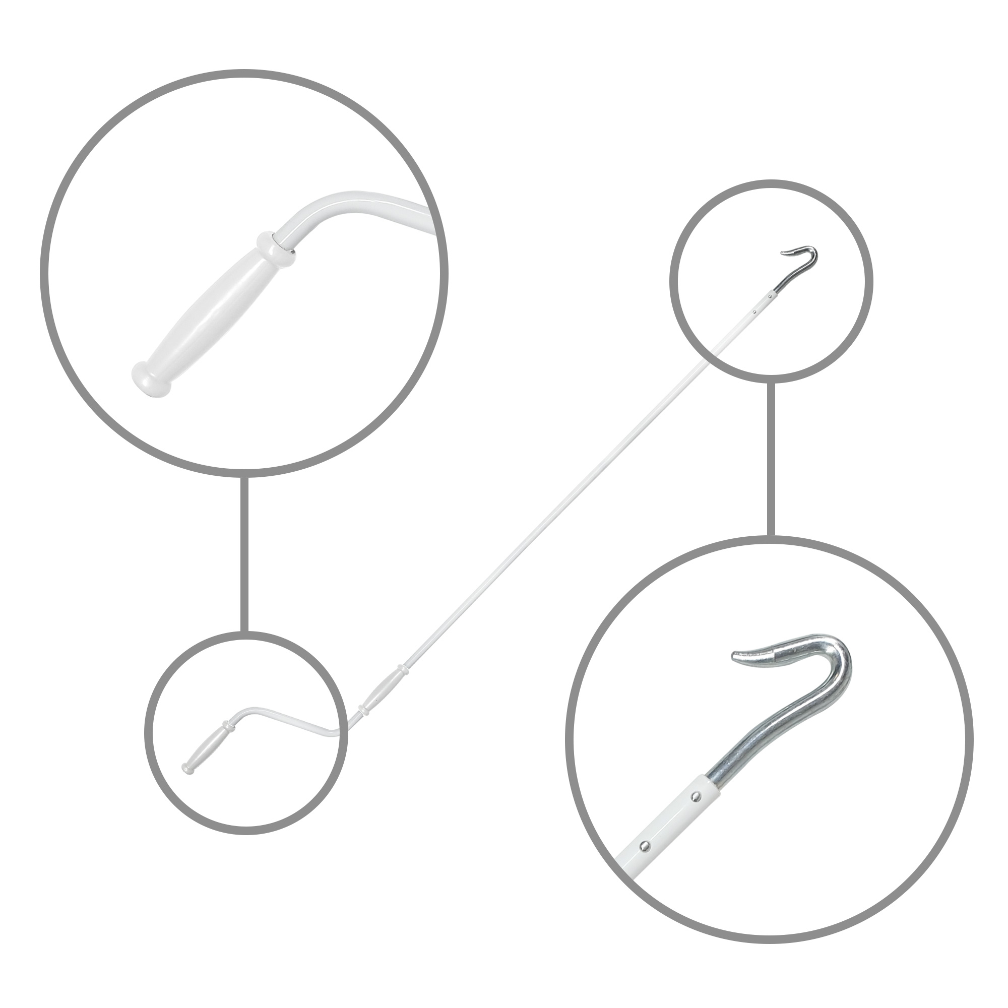 Stabile Markisenkurbel mit Griff und Haken, geeignet zum manuellen Bedienen von Markisen