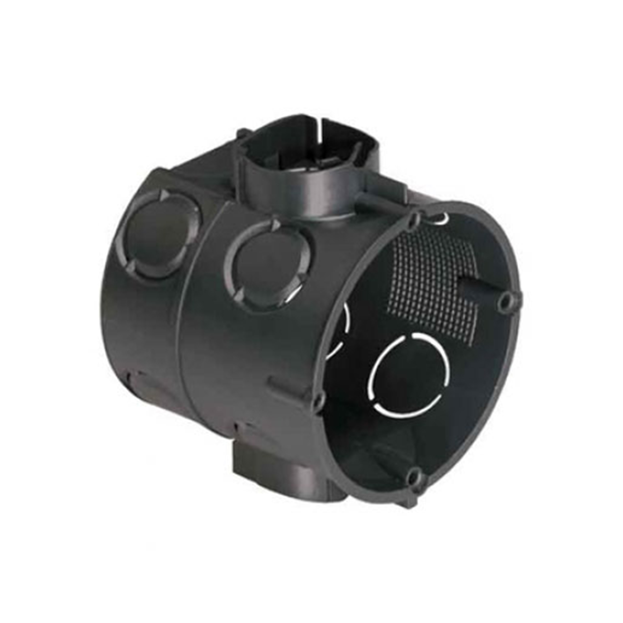 Unterputzdose für Elektroinstallationen mit runder Form und mehreren Öffnungen