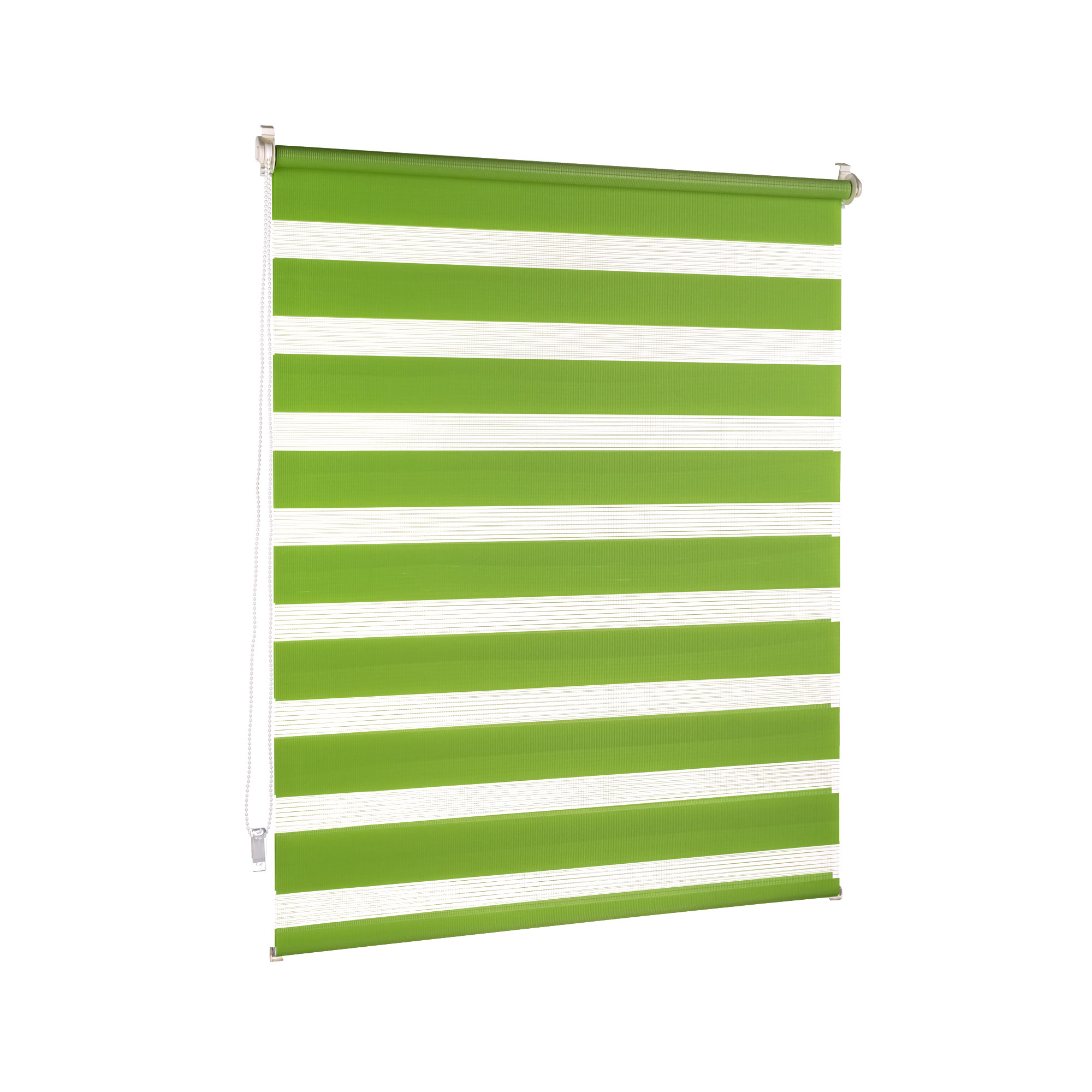 Rollosystem mit Kettenzug und horizontalen Streifen für Lichtregulierung