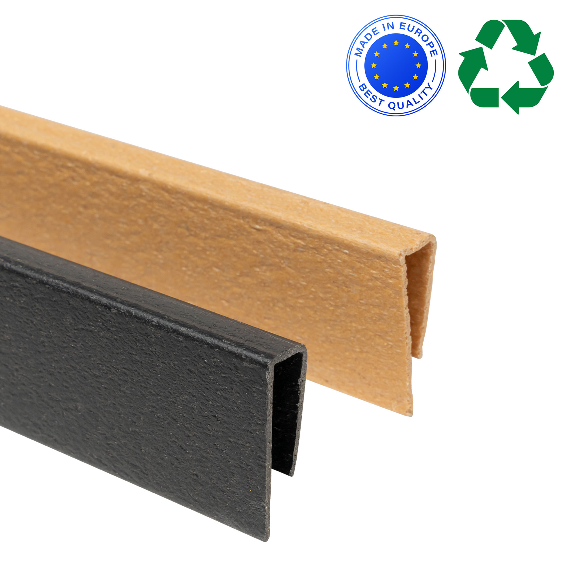 Abdeckprofil für Sichtschutzmatte, rechteckige Form, geeignet zur Befestigung und Abdeckung