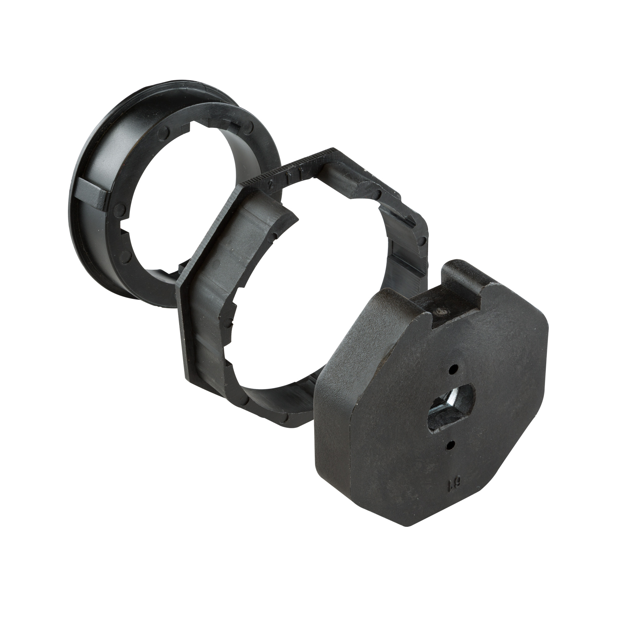 Motoradapter für Rollladenmotoren SL, zylindrische Form mit strukturierten Öffnungen