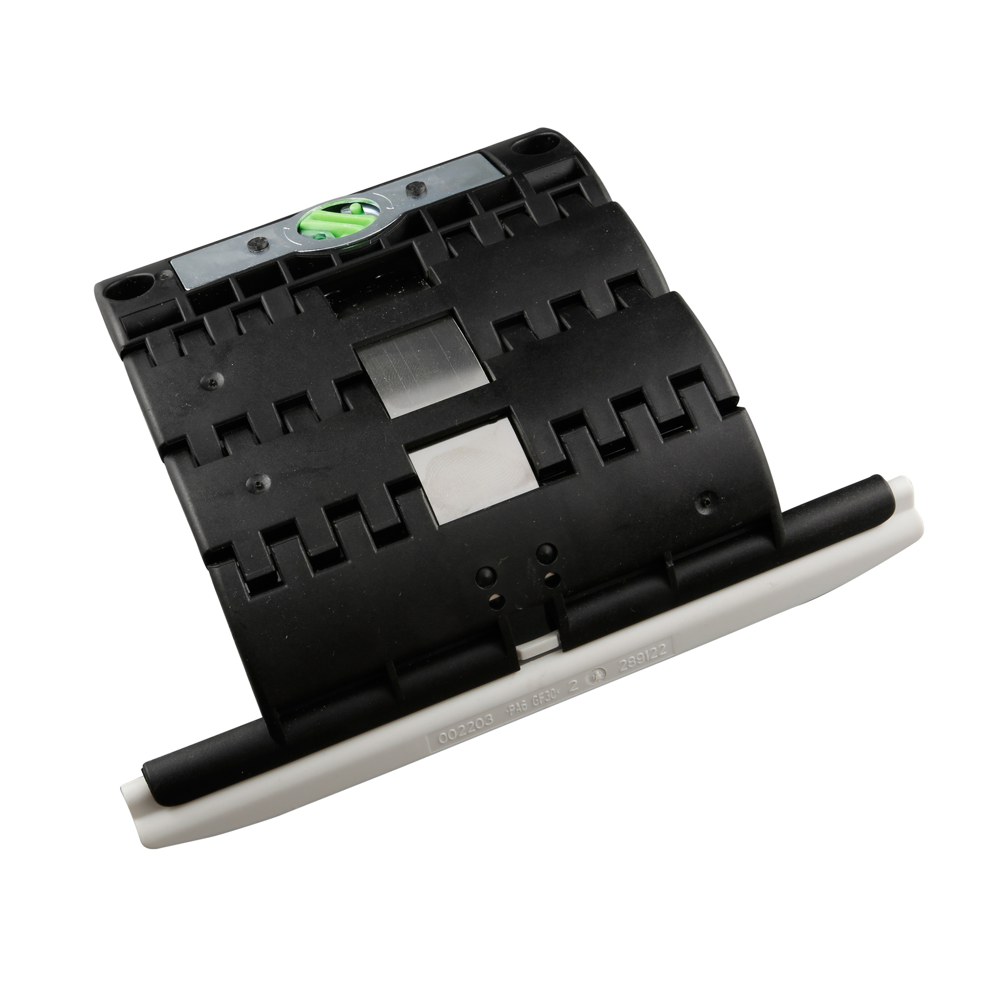 Drei schwarze Hochschiebesicherungen SecuBlock in gestaffelter Anordnung