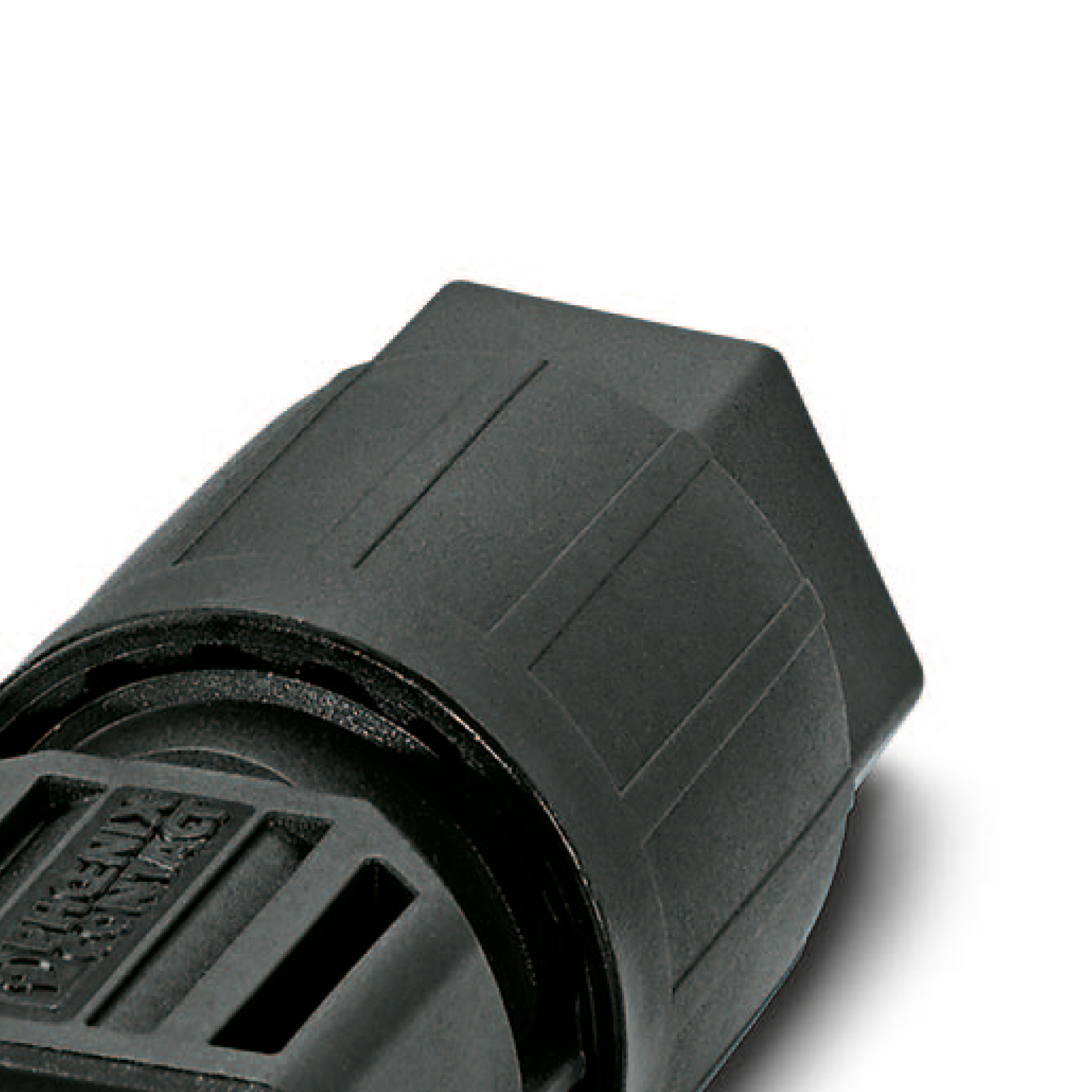 Steckverbinder mit geriffelter Oberfläche und Schraubmechanismus