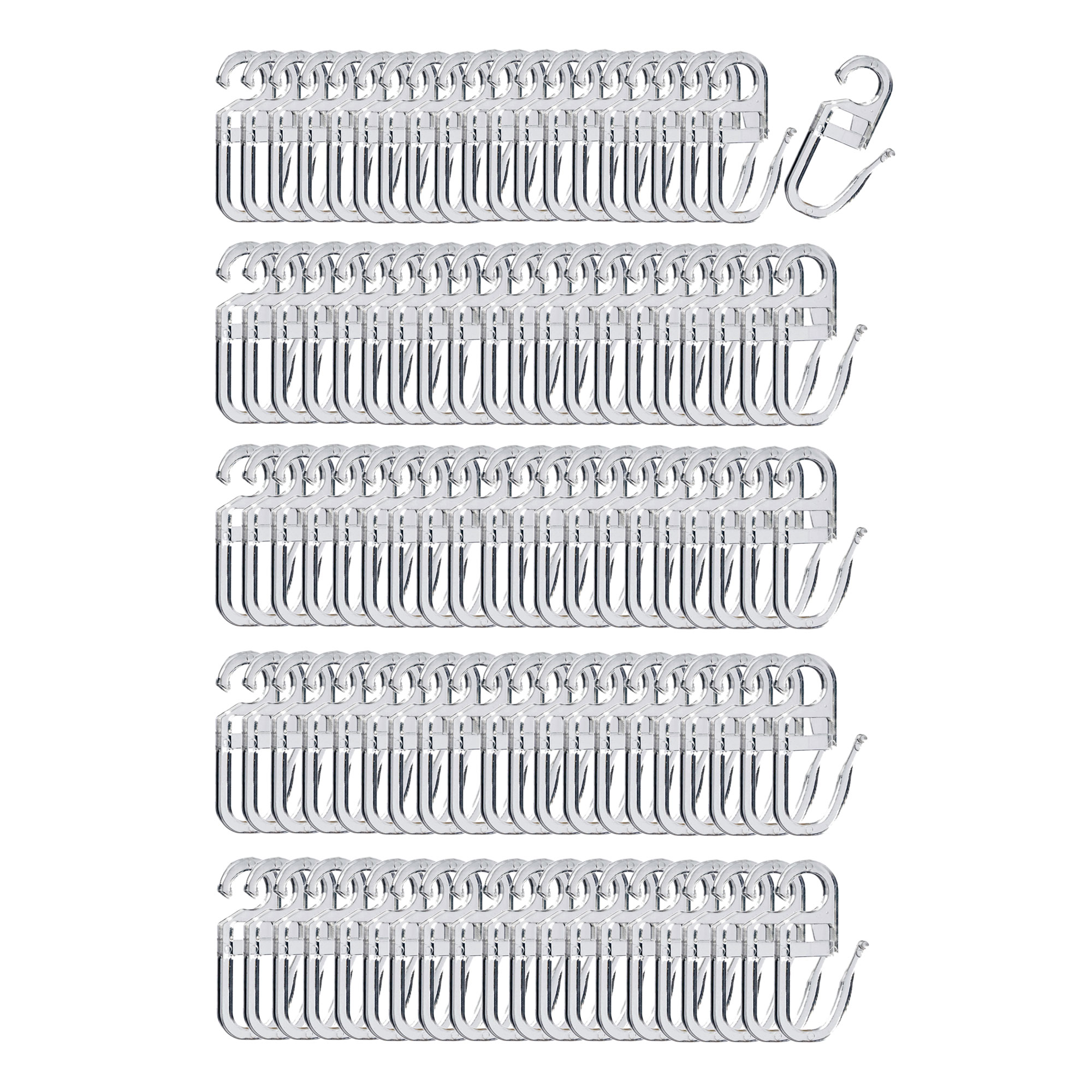 Gardinenhaken mit Faltenlegehaken für Gardinenschiene, gruppiert und einzeln dargestellt