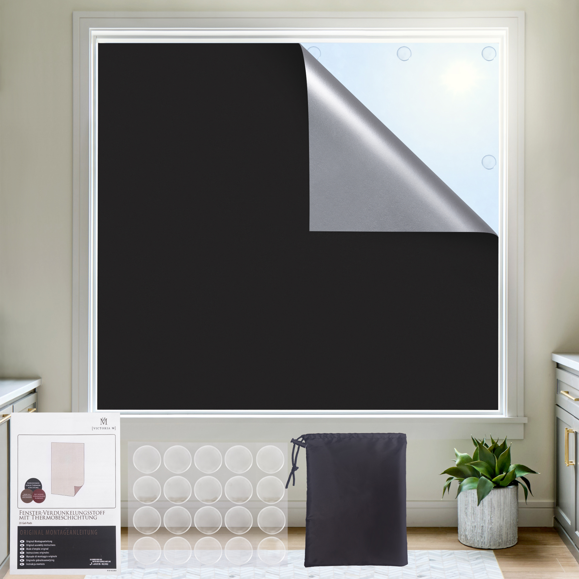 Fenster-Verdunkelungsstoff mit Thermobeschichtung (Typ nach Wahl)