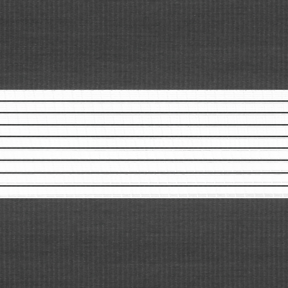 Doppelrollo mit abwechselnden transparenten und blickdichten Streifen für Lichtregulierung