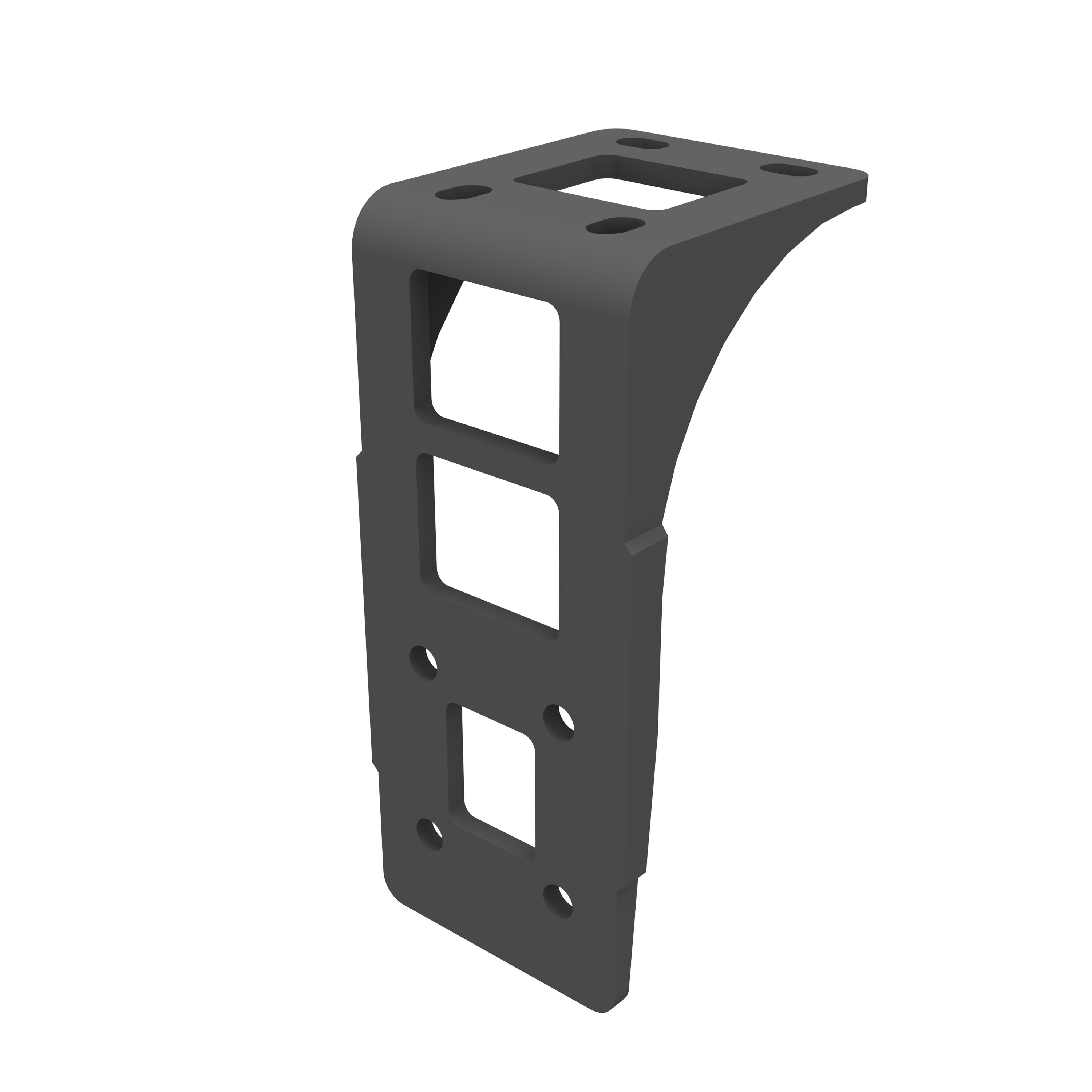 Halterung für Kassettenmarkise Quadris LED mit rechteckigen Aussparungen und Befestigungslöchern