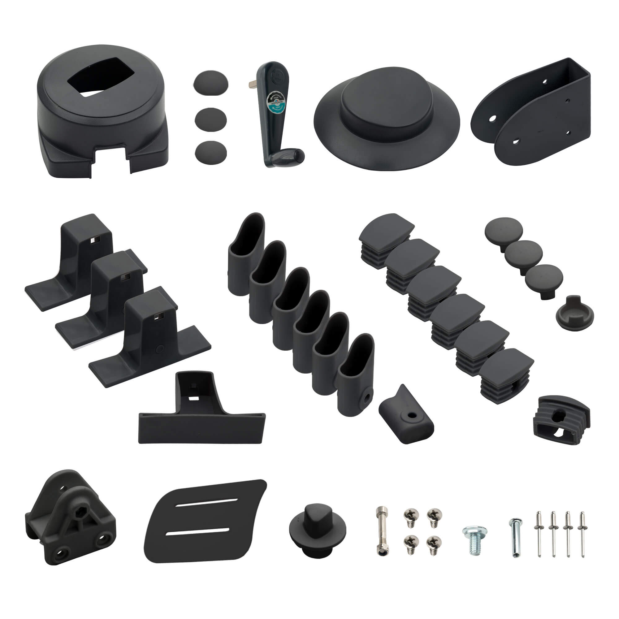 Ersatzteil-Set für Ampelschirm, bestehend aus mehreren Komponenten für Reparatur und Montage