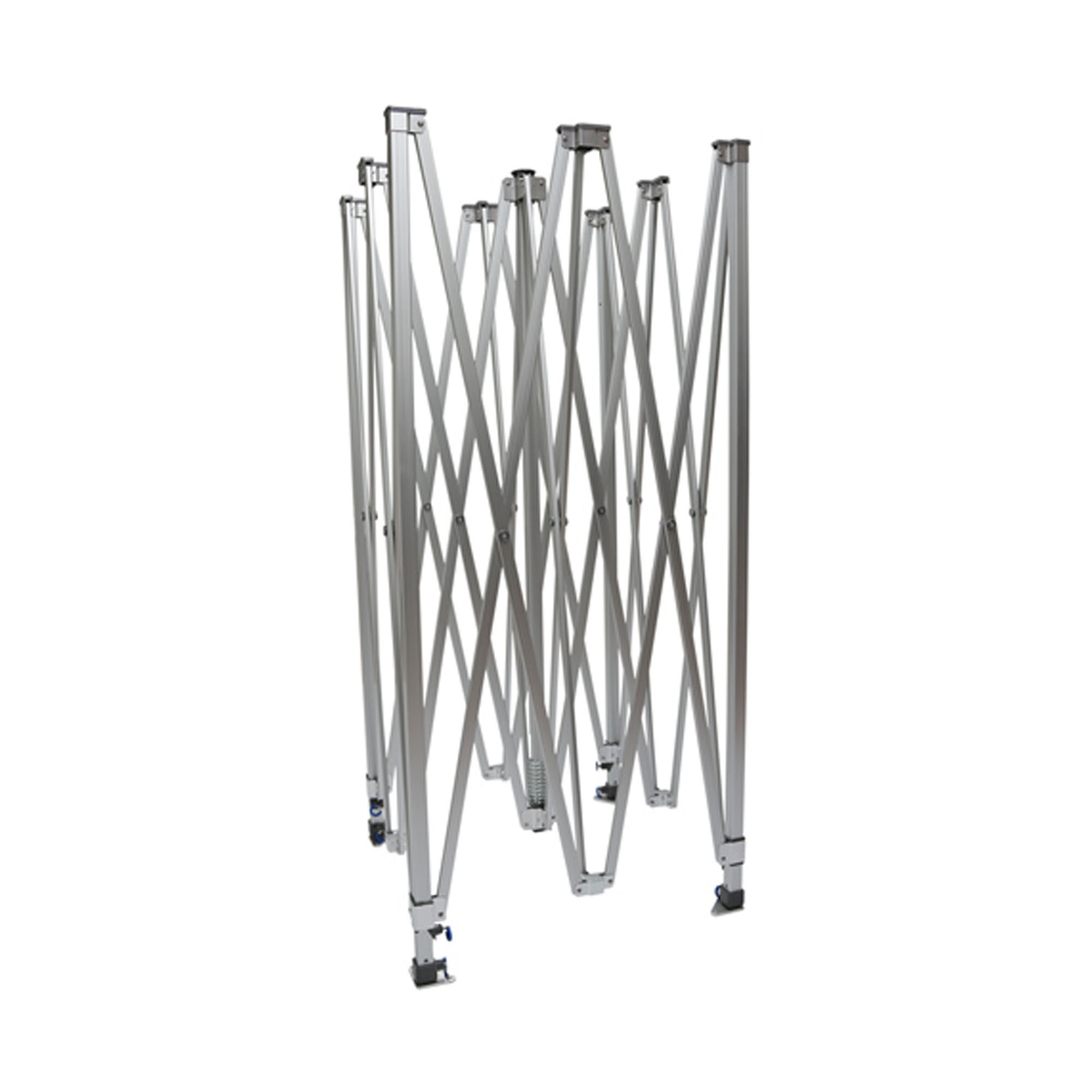 Gestell für Faltpavillon PRO in gefaltetem Zustand, zeigt Struktur und Aufbau