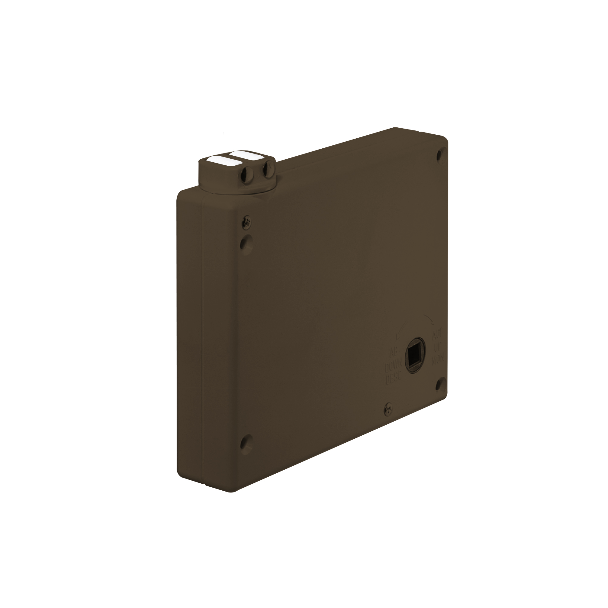 Mini Rollladengurt Getriebe-Kurbelwickler Aufputz, rechteckiges Gehäuse mit Gurtaufnahme