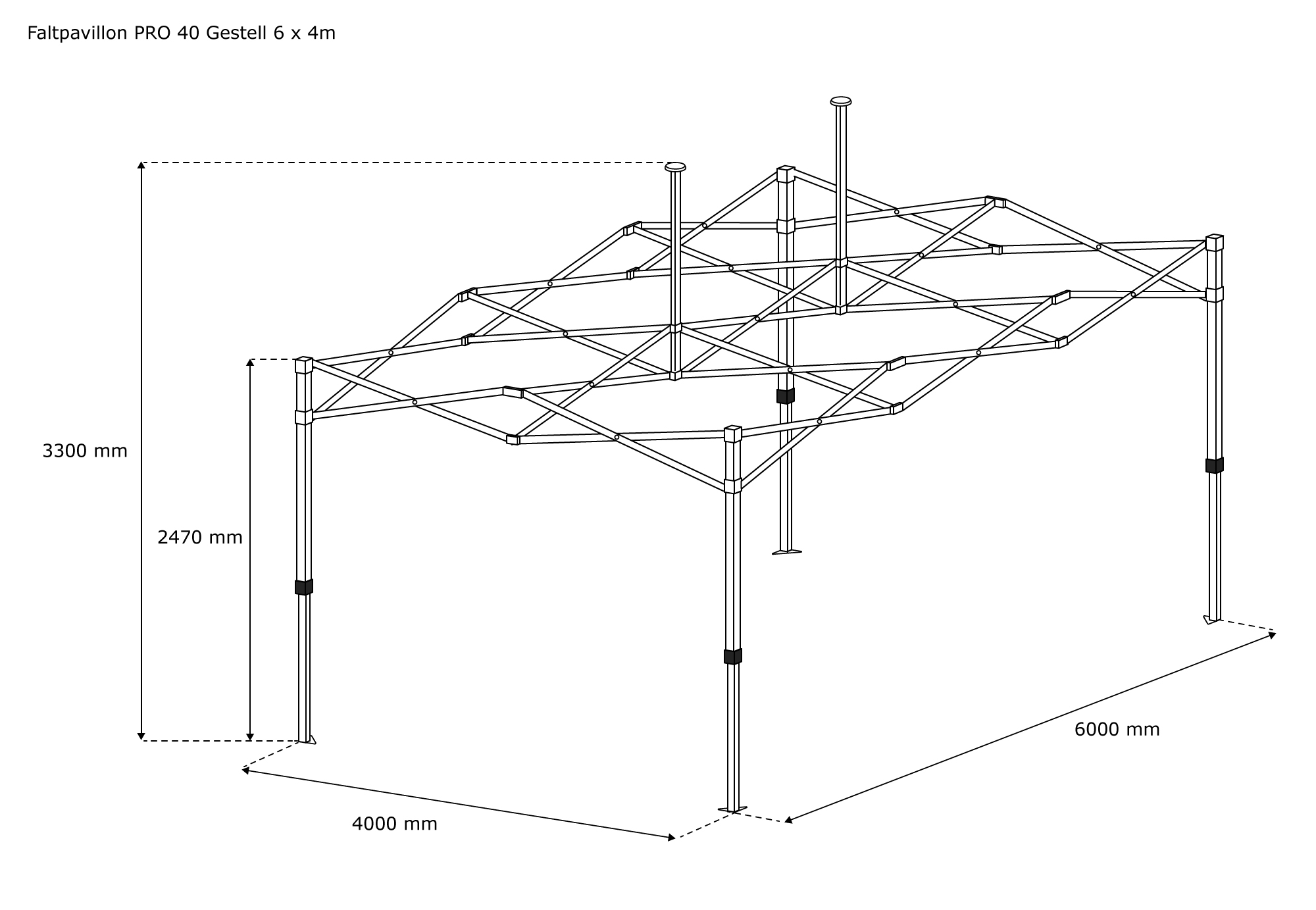 slider_image_0dfc23e0a4924003ae2f44cb450eb205 Strukturzeichnung eines Faltpavillon PRO Gestells mit Maßen und Aufbauanleitung