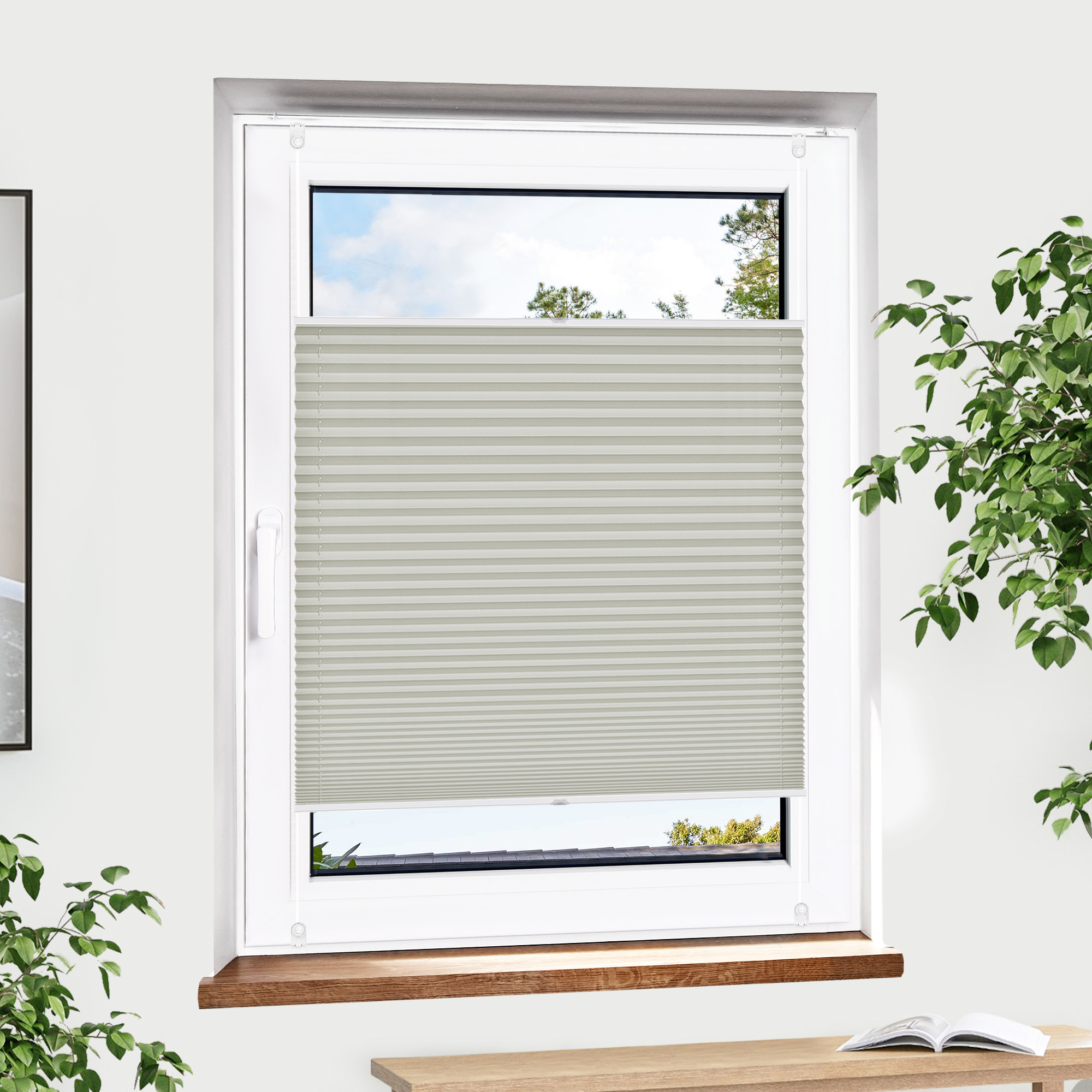 Pure Plissee | Premium, Polyester-Stoff, 60 x 120 cm, grau