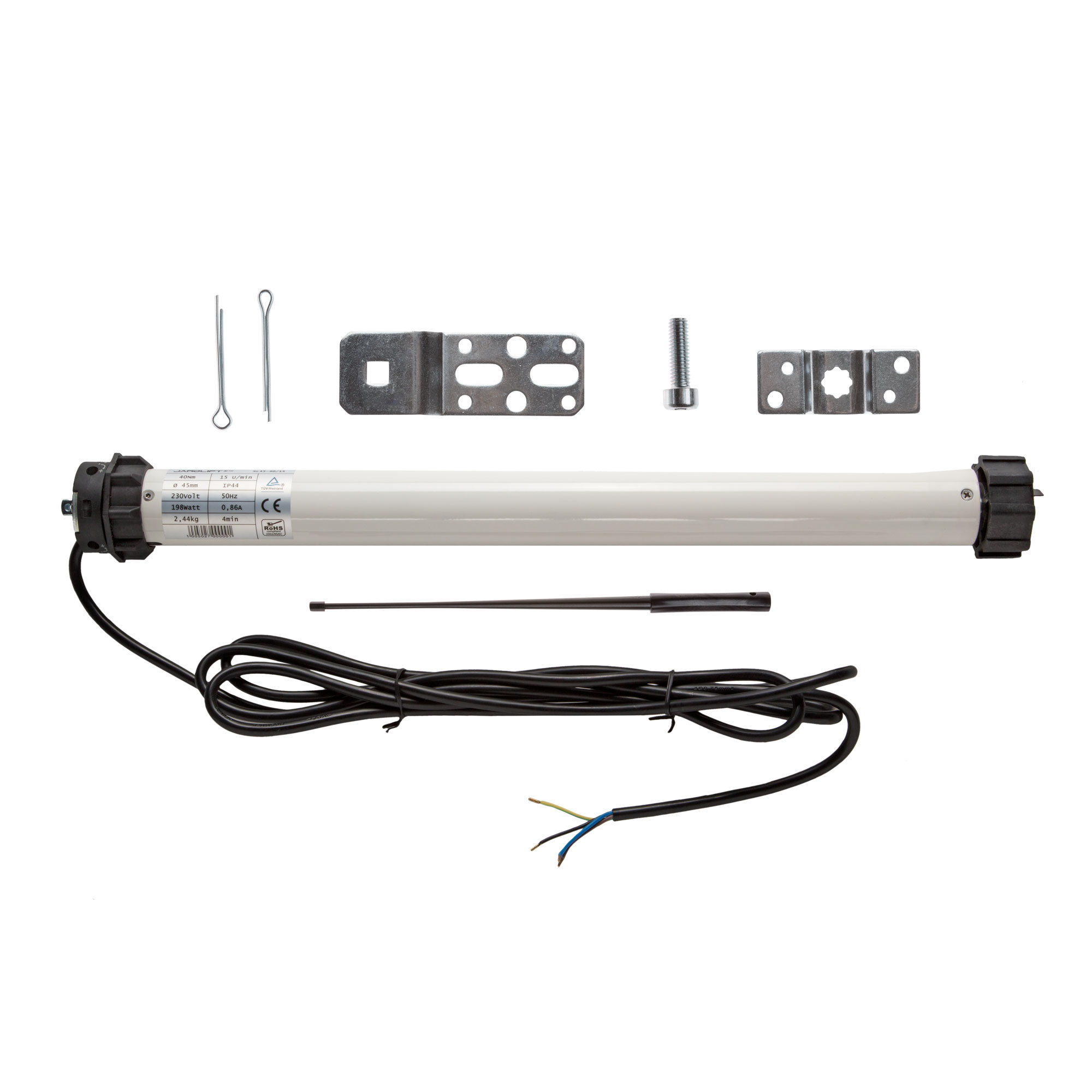 slider_image_019276305707757e94dc23cf88d77c4d Rollladenmotor mit Zubehörteilen und Kabel für Montage und Anschluss