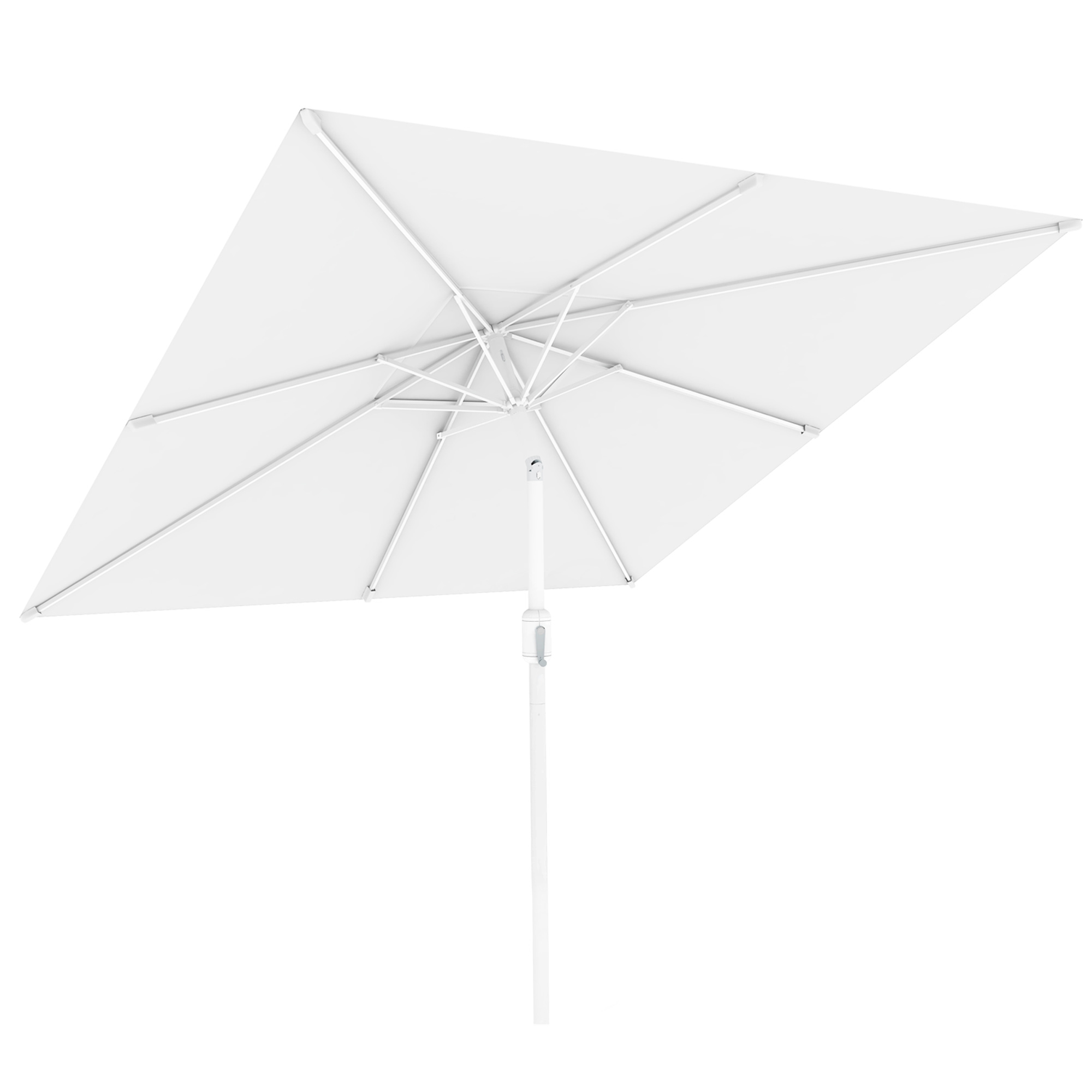 Sonnenschirm mit rundem Schirm und zentralem Ständer für Schatten im Außenbereich