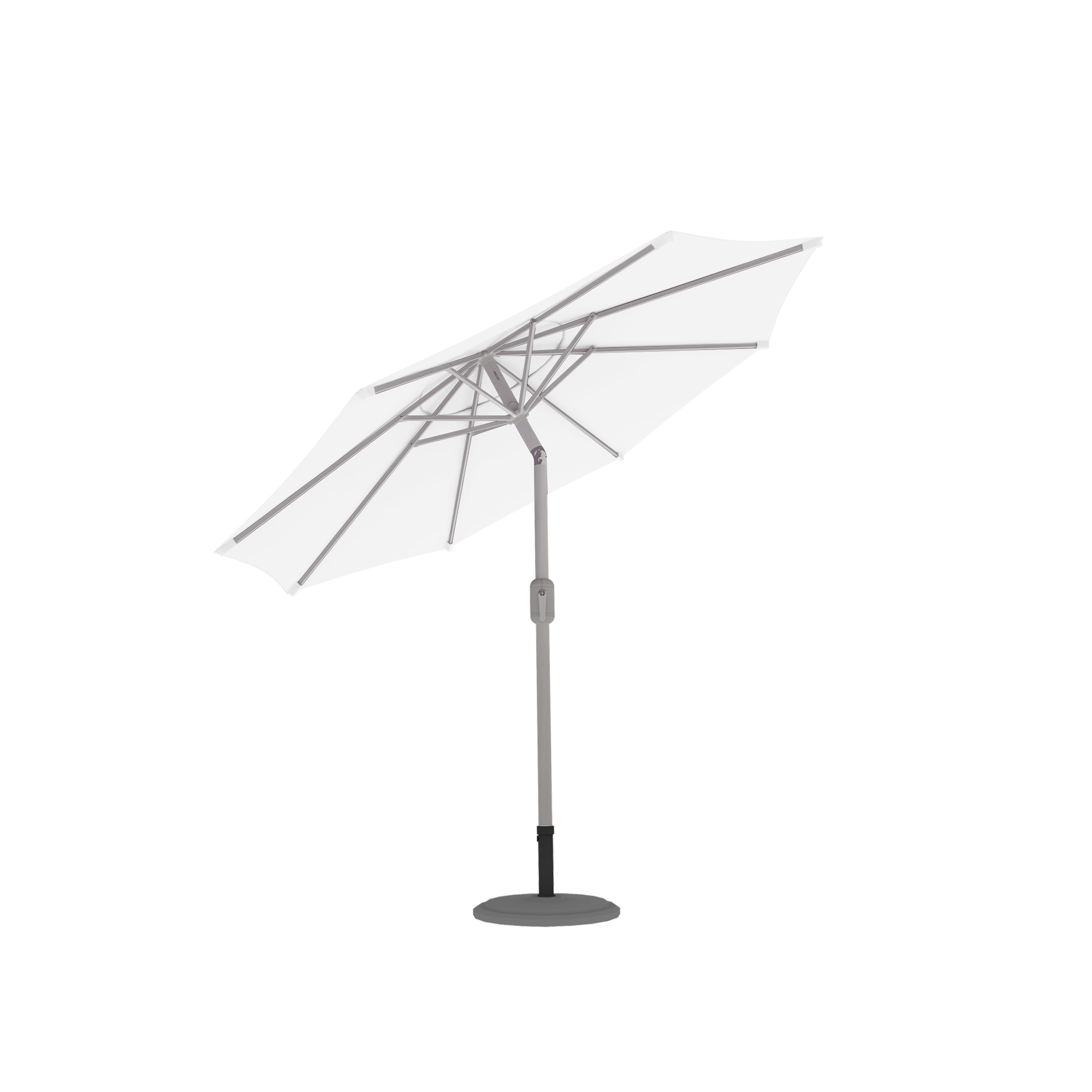 Quadratischer Sonnenschirm mit stabilem Standfuß und verstellbarem Mast