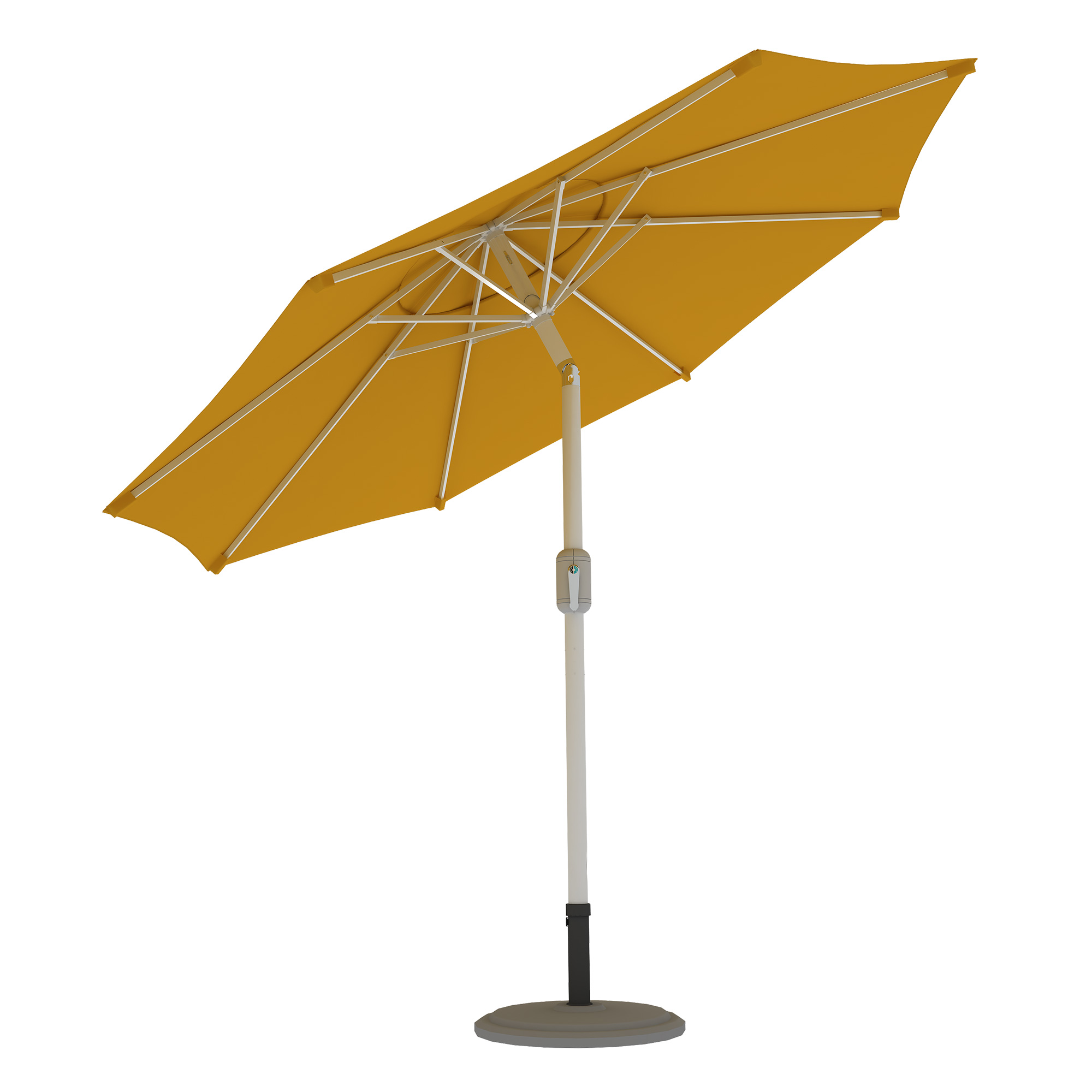 Quadratischer Sonnenschirm mit stabilem Standfuß und verstellbarem Gestell