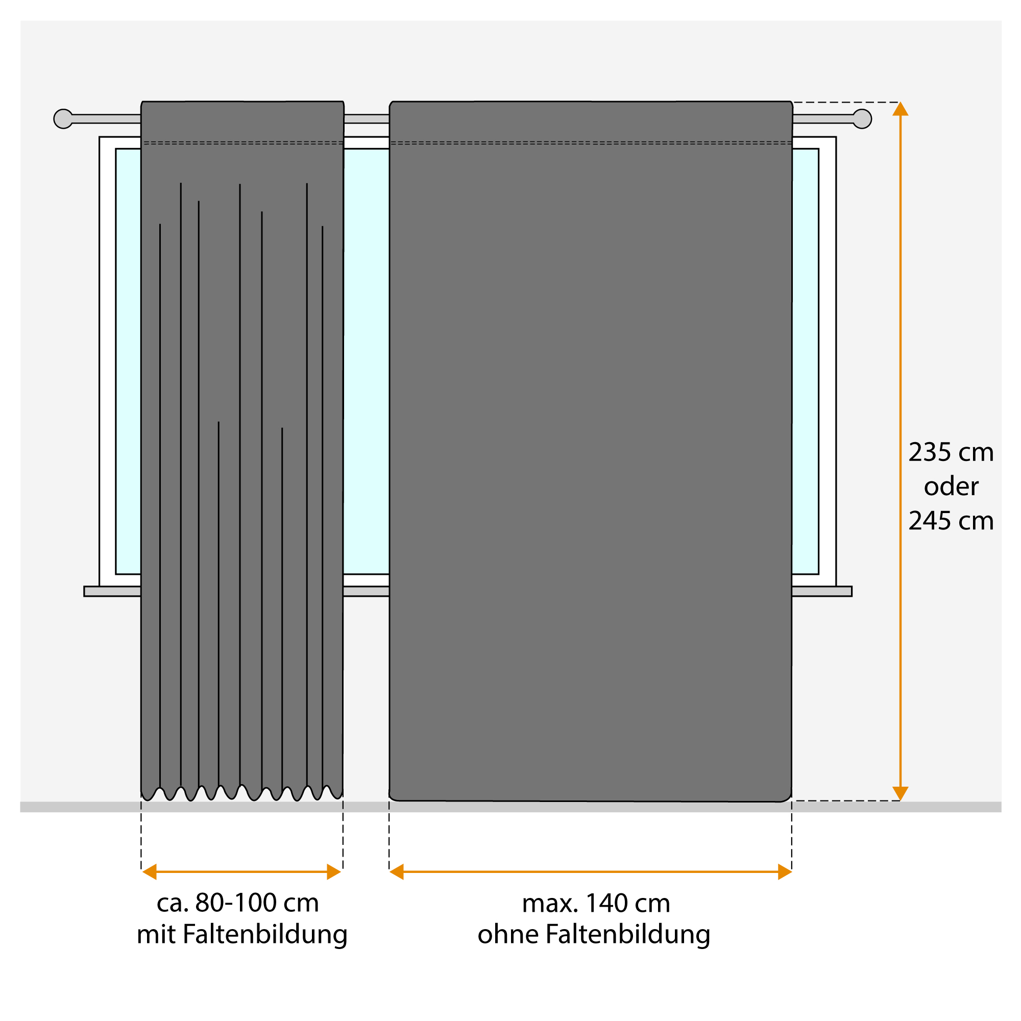 slider_image_876b332bcc7342b1b217a7eebd074417 Vorhang mit Kräuselband, links gefaltet, rechts glatt, vor einem Fenster hängend