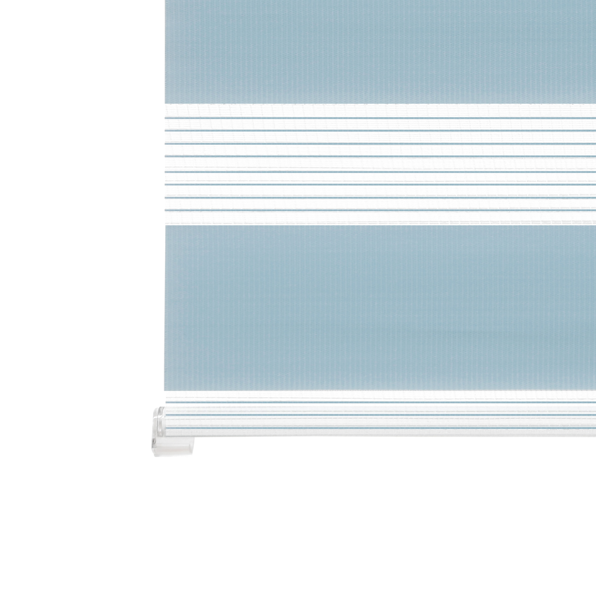 Doppelrollo mit abwechselnden transparenten und blickdichten Streifen für Lichtregulierung
