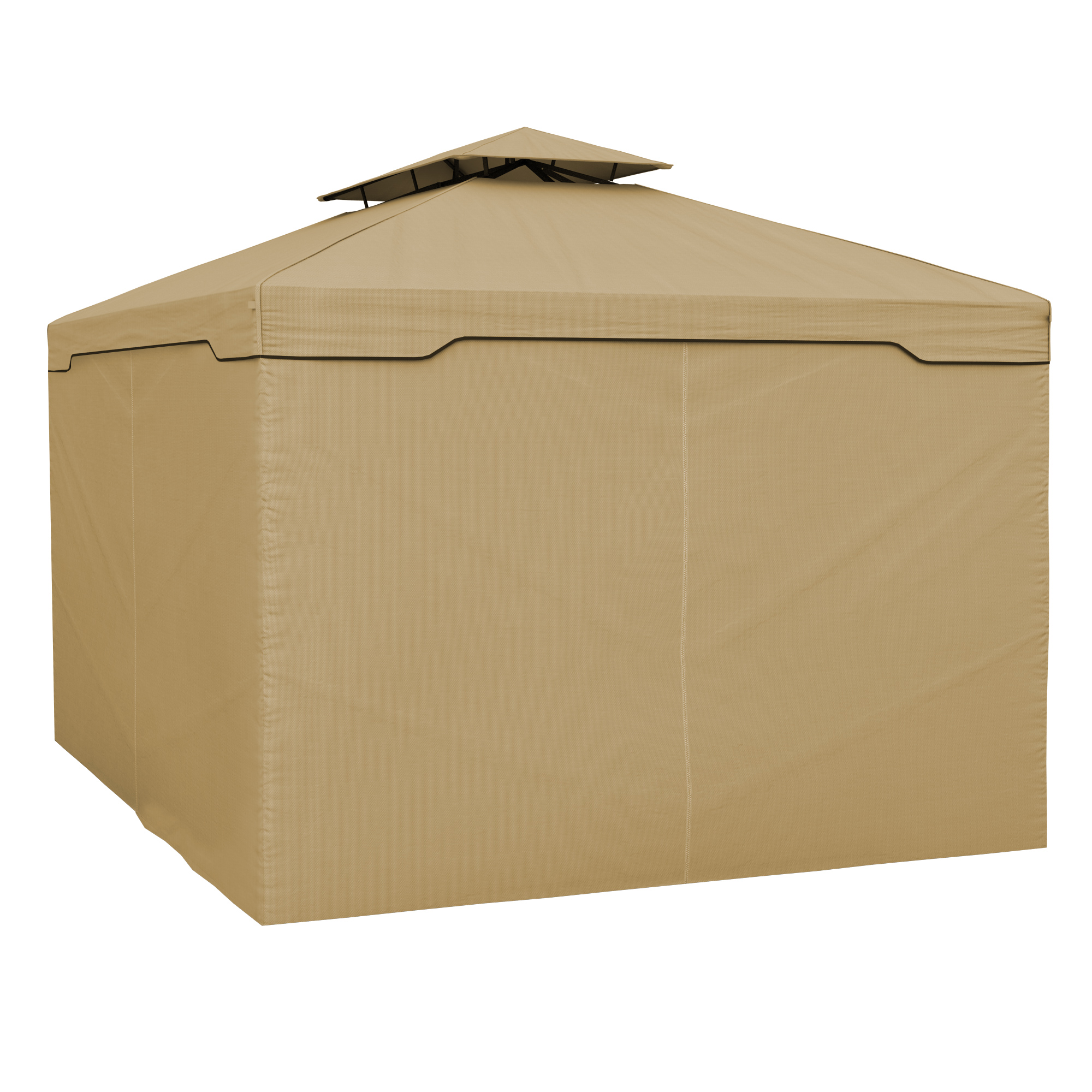 Seitenwand für Deluxe Gartenpavillon | Wand, beige-kaffebraun, 4 Stück