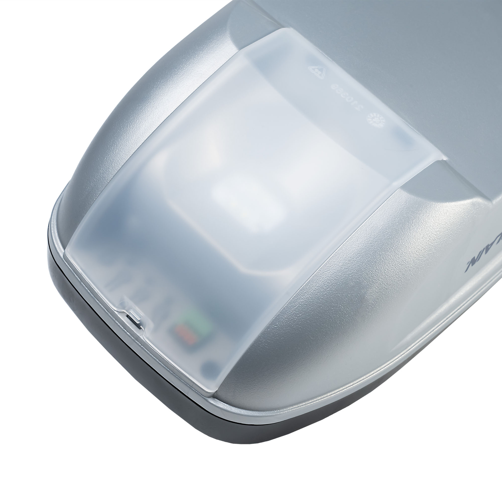 Garagentorantrieb ML mit abgerundetem Gehäuse und transparentem Abdeckungsbereich