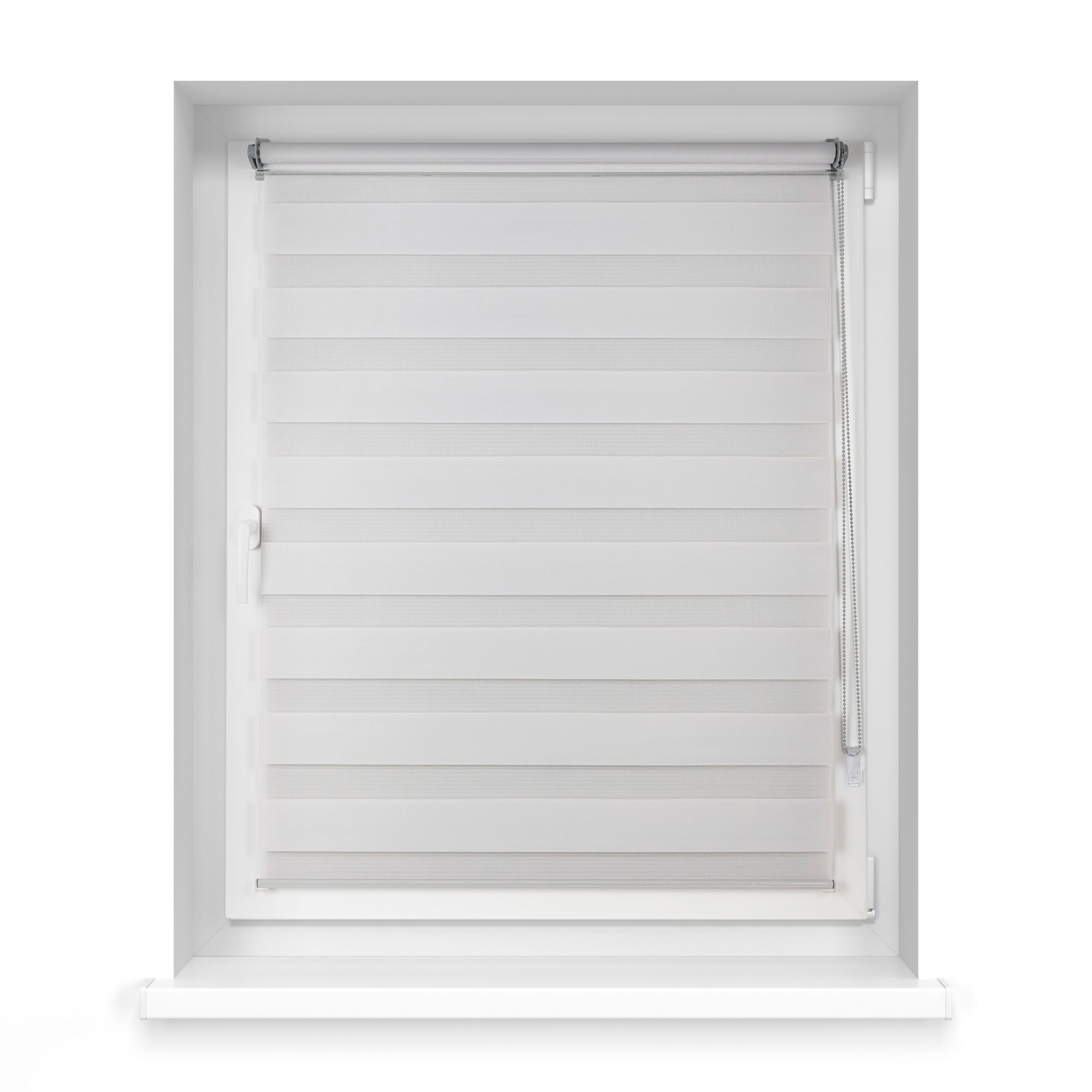 Klemmfix Doppelrollo am Fenster mit Kettenzug zur Lichtregulierung