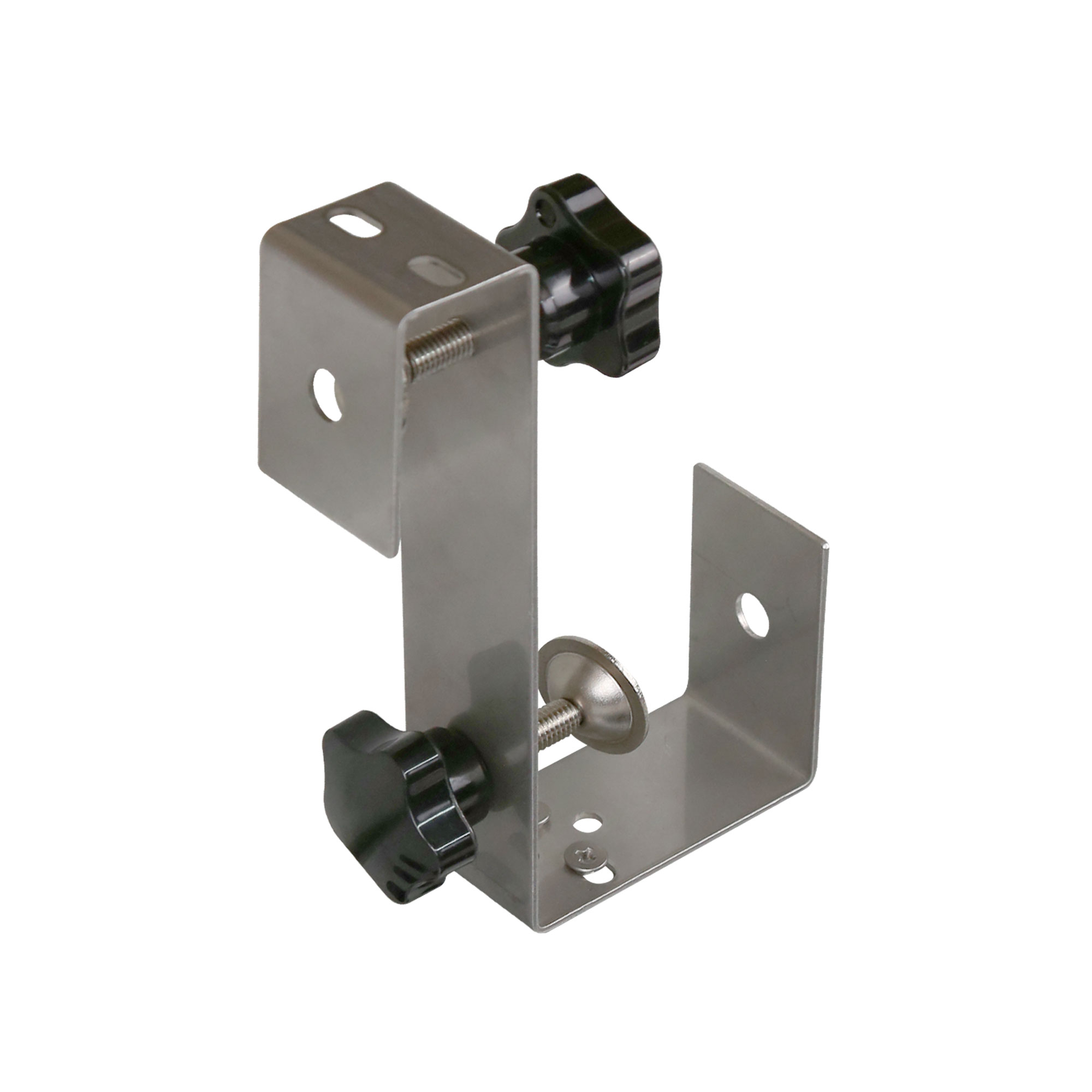 Halterung für Infrarotstrahler an Sonnenschirmen mit Schraubmechanismus und Befestigungslöchern