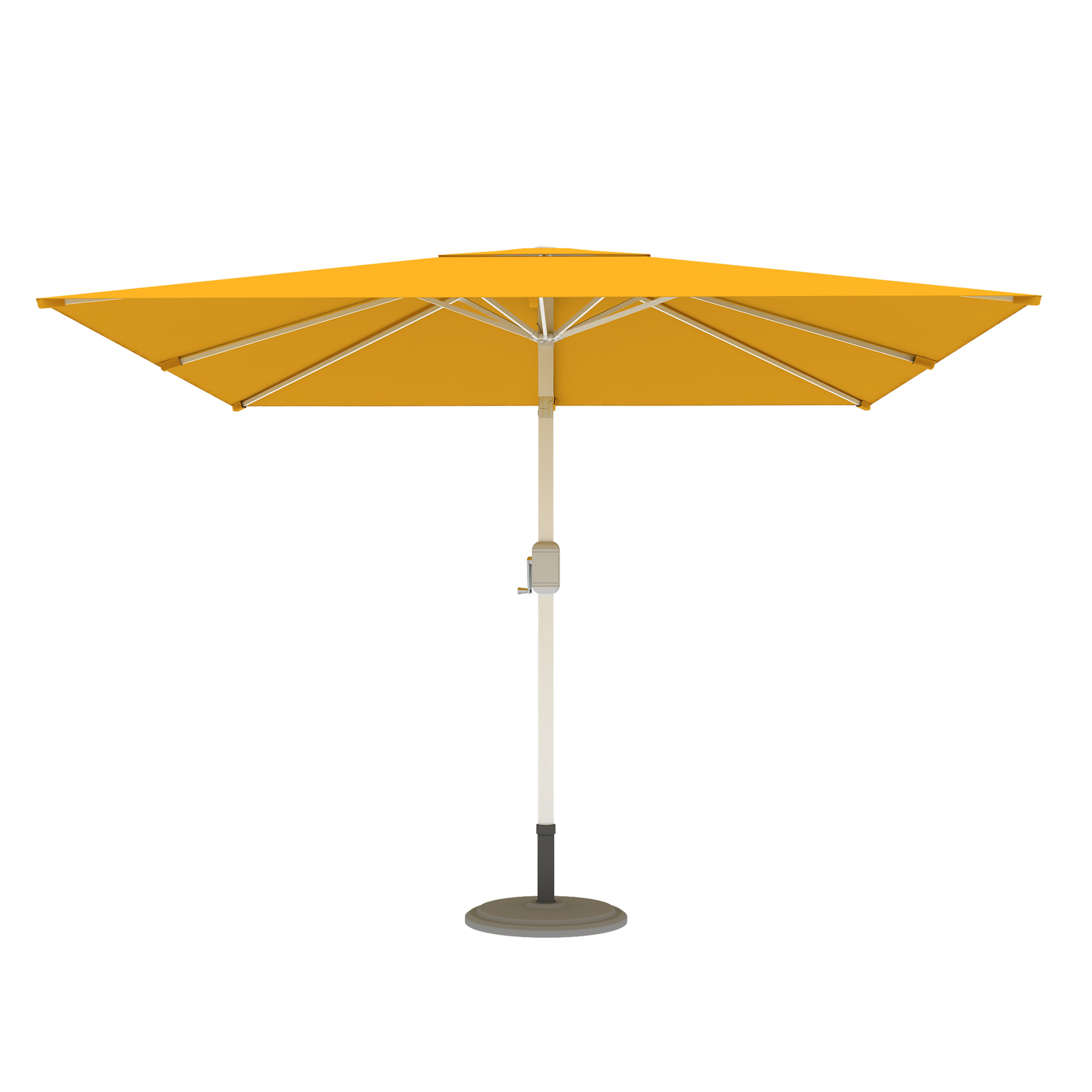 slider_image_564fe884703d48a0b2d8b0f095dabe6b Moderner Sonnenschirm mit zentralem Mast und Kurbelmechanismus