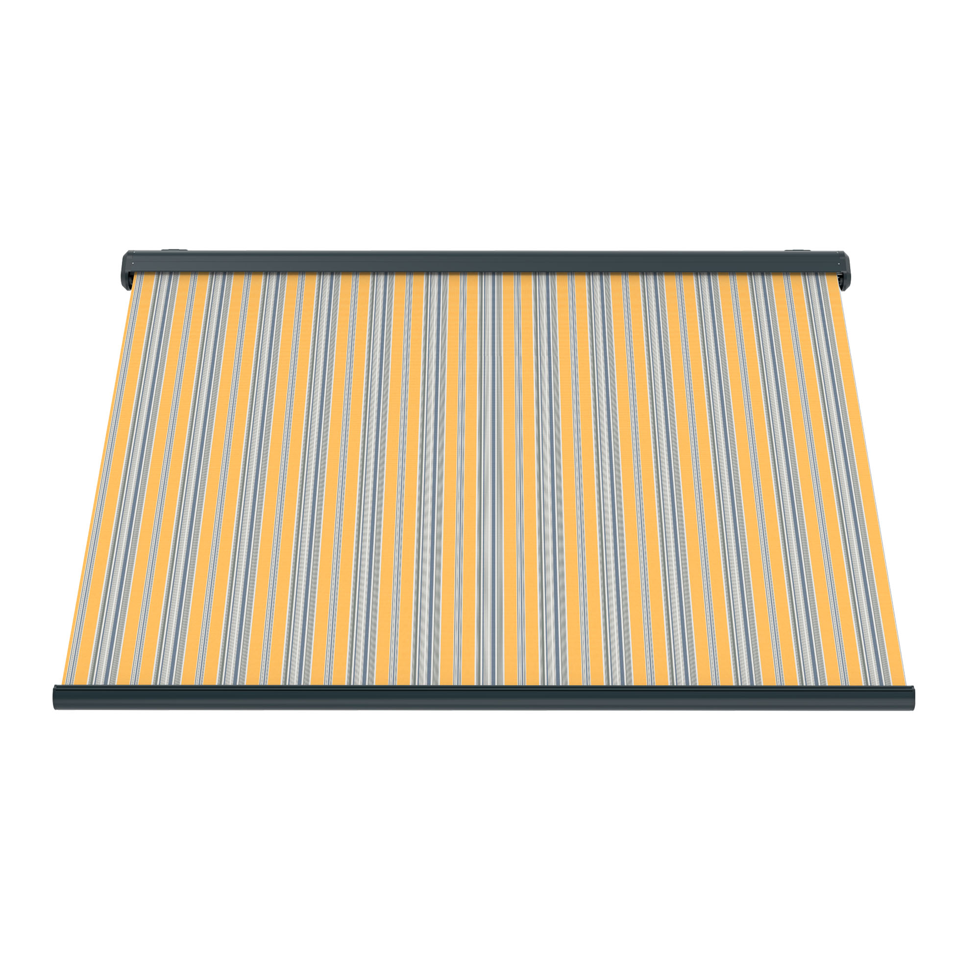 slider_image_0192906c230b7686b85d7111551110ac Markise mit Streifenmuster, ausgerollt, zur Beschattung von Außenbereichen