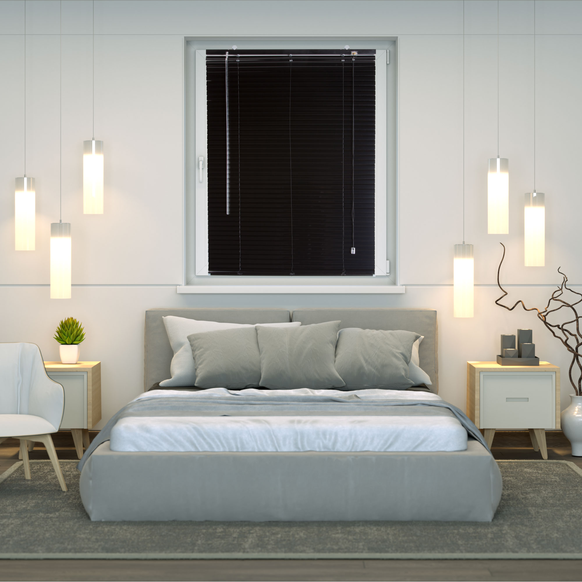 slider_image_49182a3b1a9249439af12d7d725f3e05 Aluminium Jalousie an einem Fenster in einem modern eingerichteten Schlafzimmer