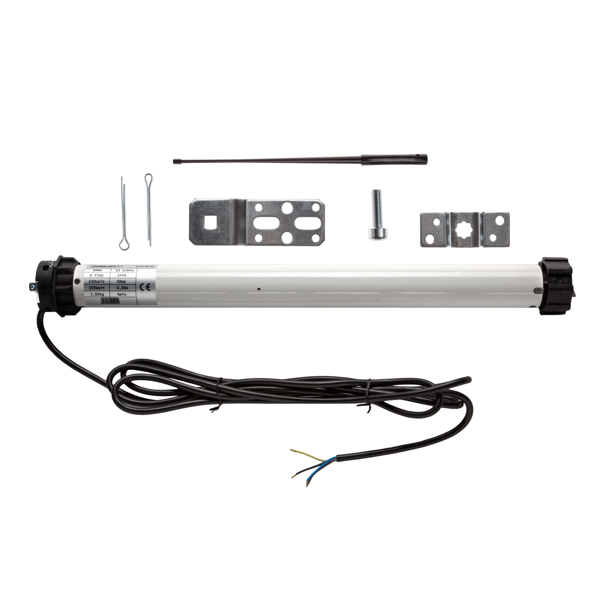 slider_image_0192af0610ec7def96ef1b3711eeb468 Markisenmotor mit Zubehörteilen wie Kabel, Halterungen und Stangen für Montage und Betrieb