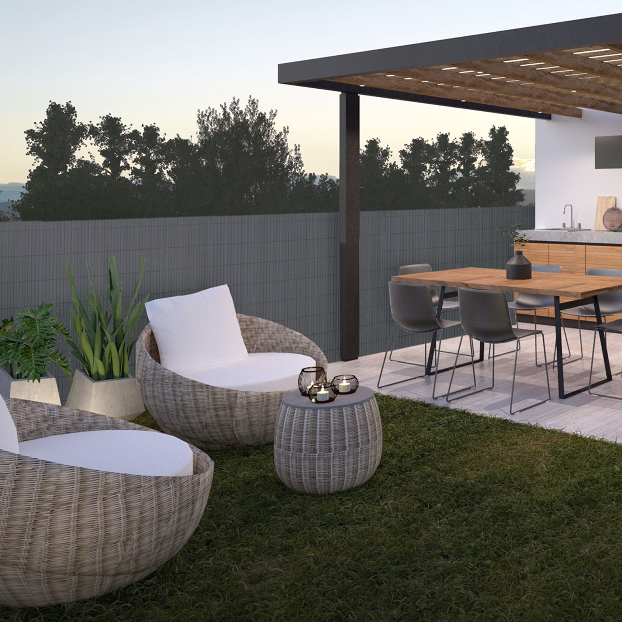 slider_image_92cfc00a1d5d4f10bf1c3320d43de2b9 Terrasse mit Möbeln und PVC Sichtschutzmatte im Hintergrund