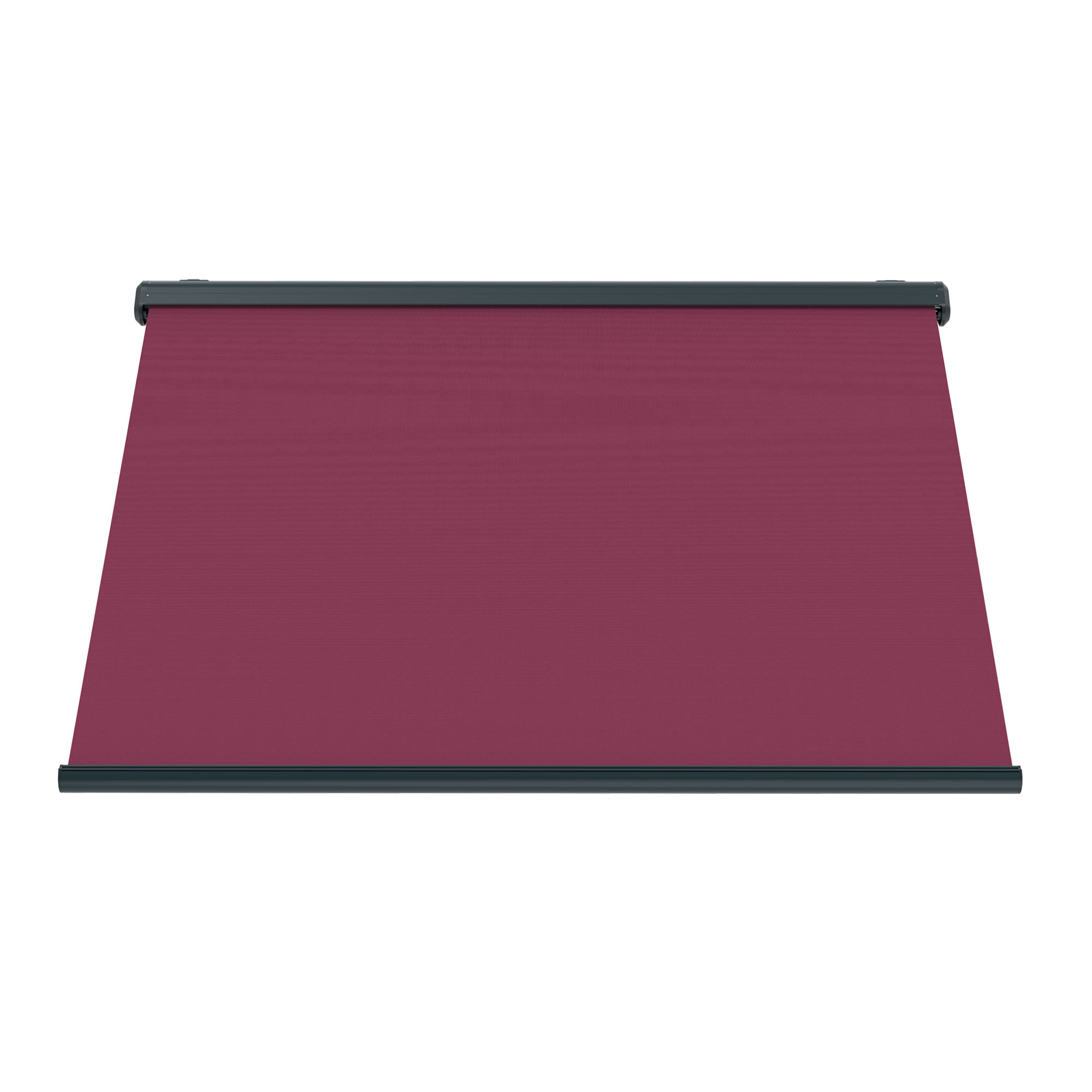 slider_image_0192905db9c27a7bb056032b951f76d7 Markise mit Streifenmuster, ausgerollt, zur Beschattung von Außenbereichen