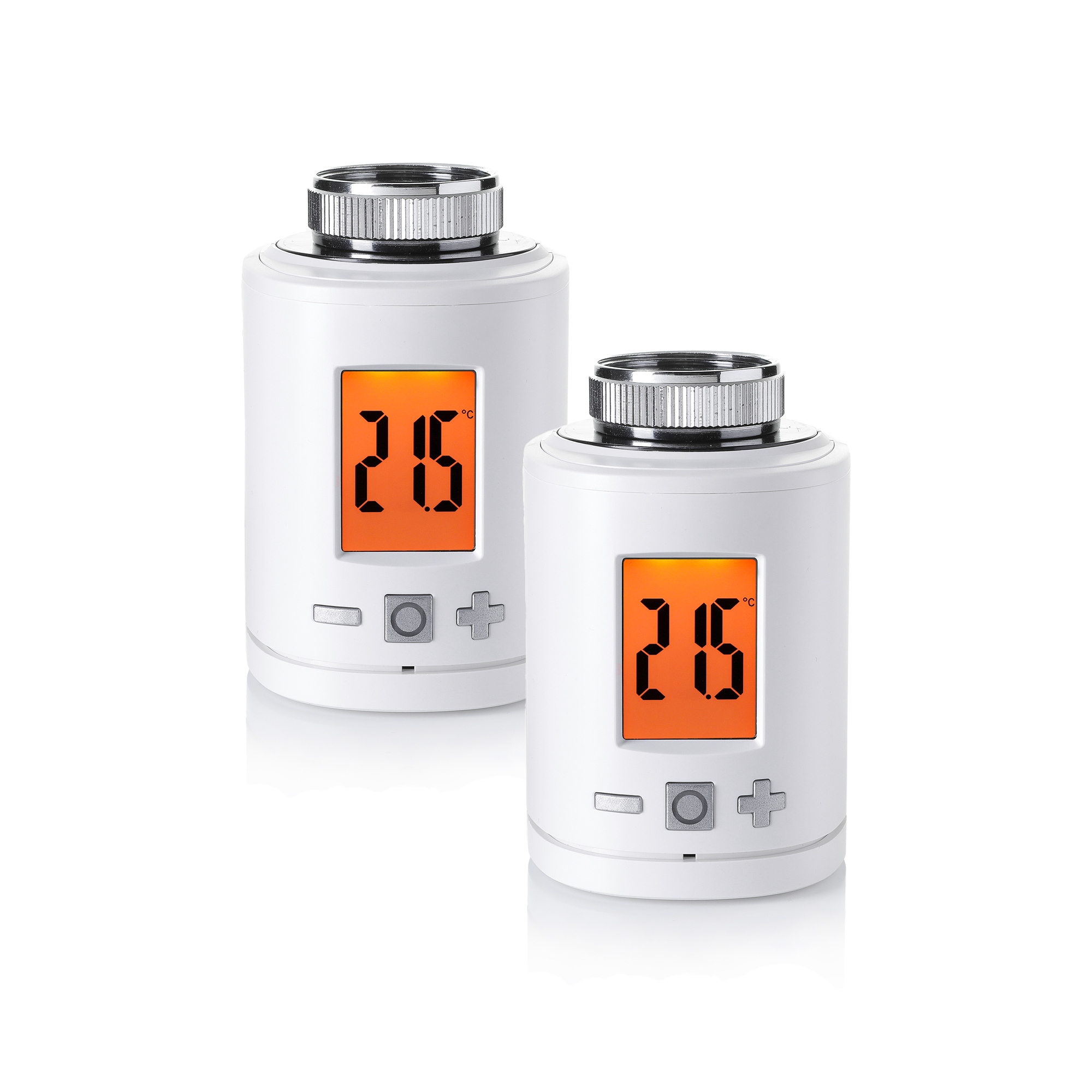 Smartes Heizkörper-Thermostat mit digitalem Display und Bedienelementen