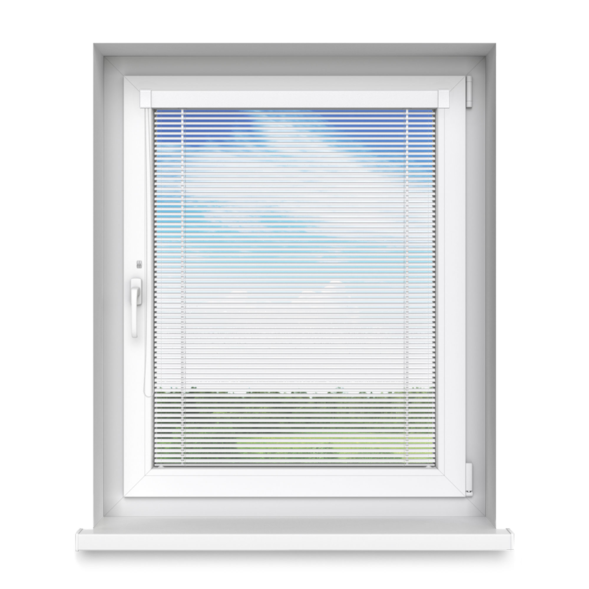 Aluminium-Jalousie am Fenster zur Lichtregulierung und Sichtschutz