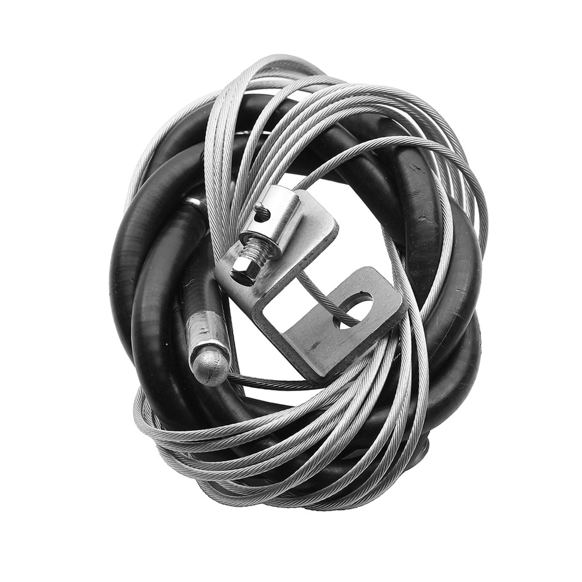 Torgriff-Notentriegelung mit Kabel für Garagentorantrieb, bestehend aus Metallteilen und Drahtseil