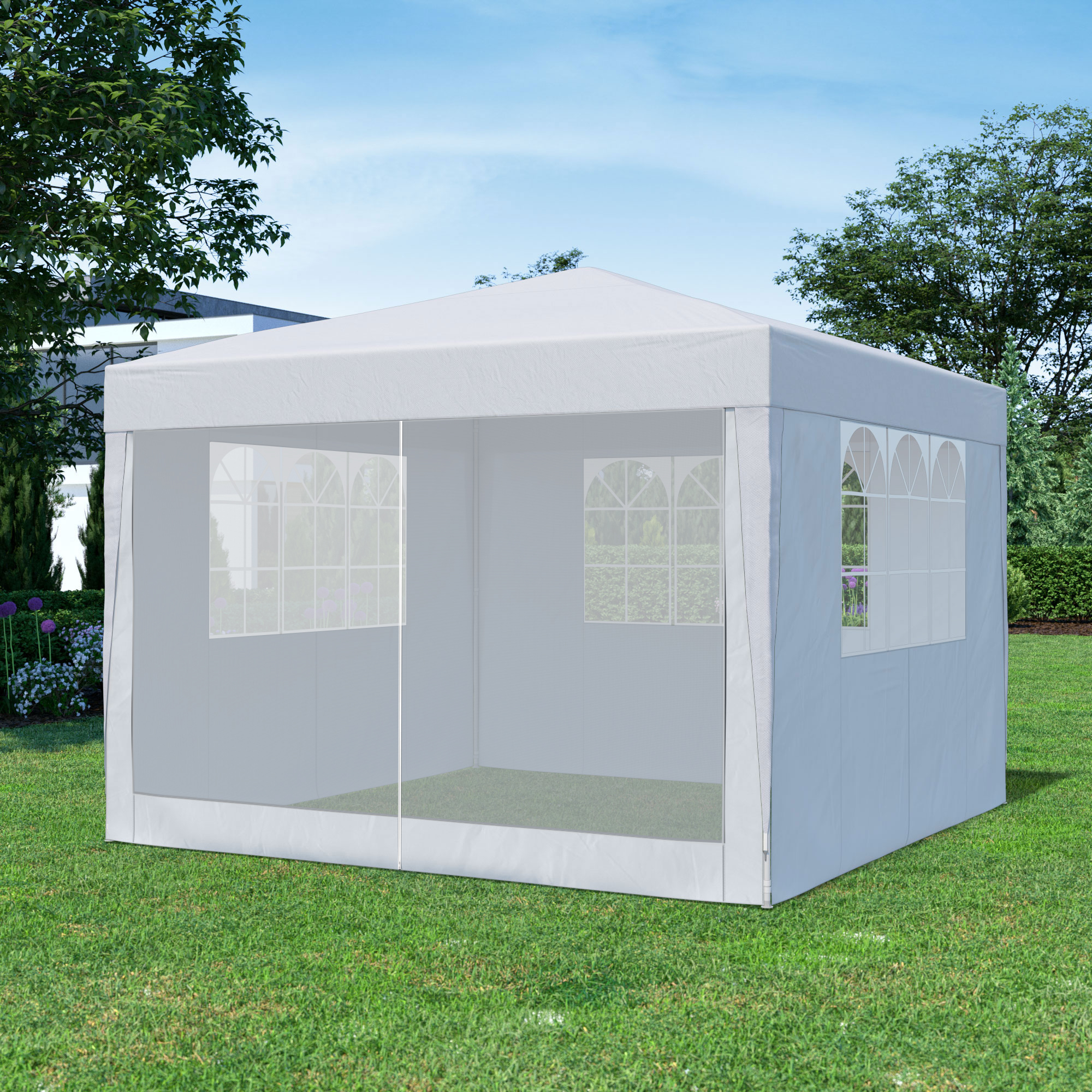 Seitenwand für Steckpavillon SP-3 im Gartenumfeld