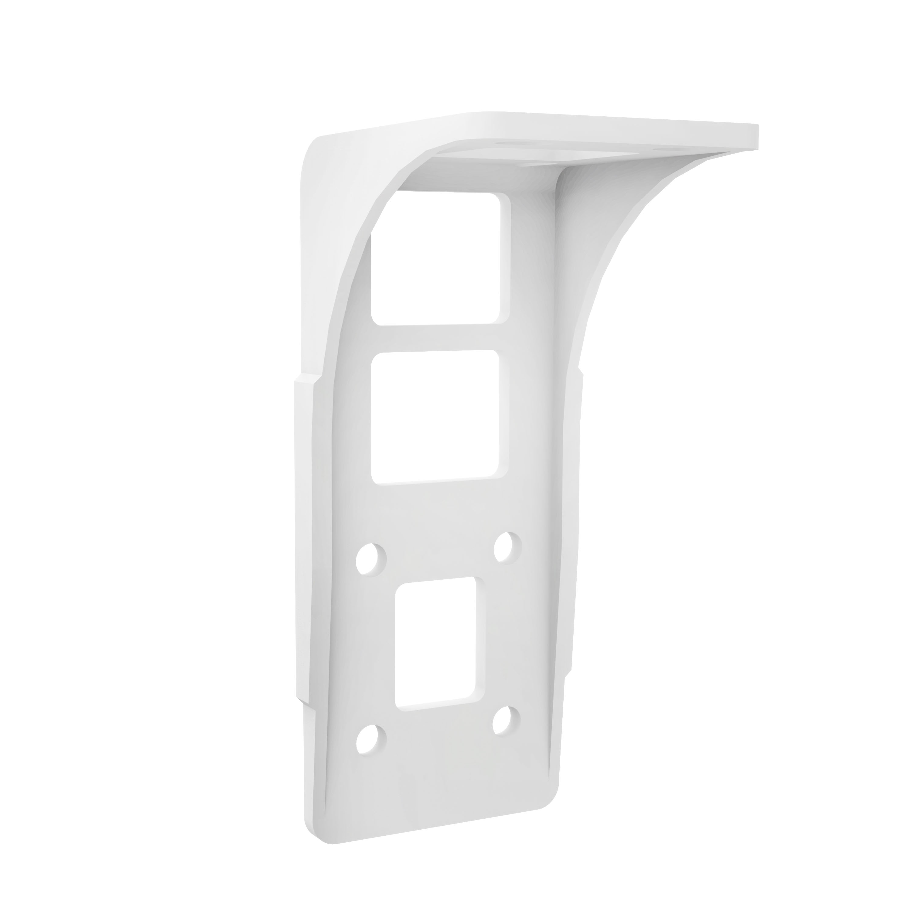 Halterung für Kassettenmarkise Quadris LED mit rechteckigen Aussparungen und Befestigungslöchern