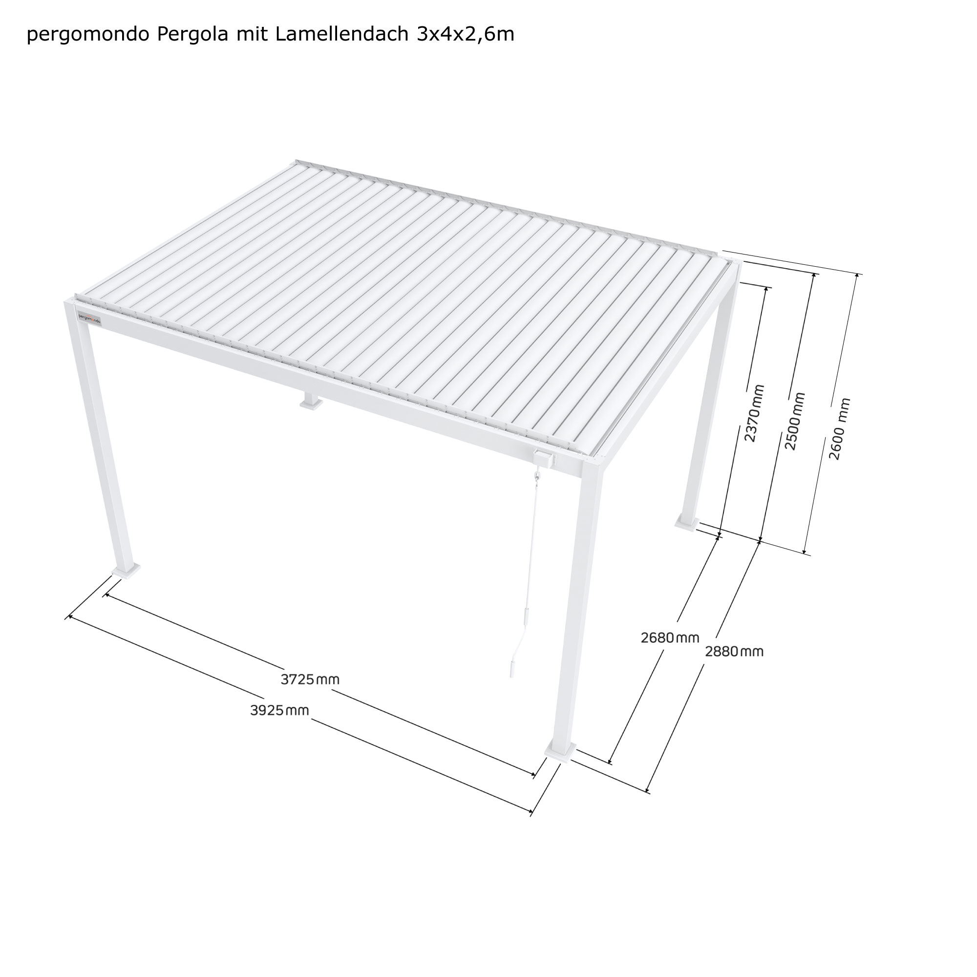 Pergola mit verstellbarem Lamellendach und stabiler Rahmenkonstruktion