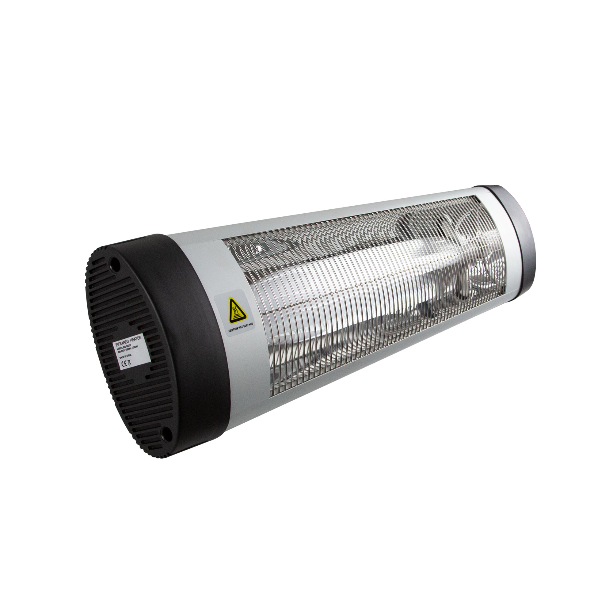 Quarz-Infrarotstrahler mit Schutzgitter und zylindrischem Gehäuse für Wärmeabgabe