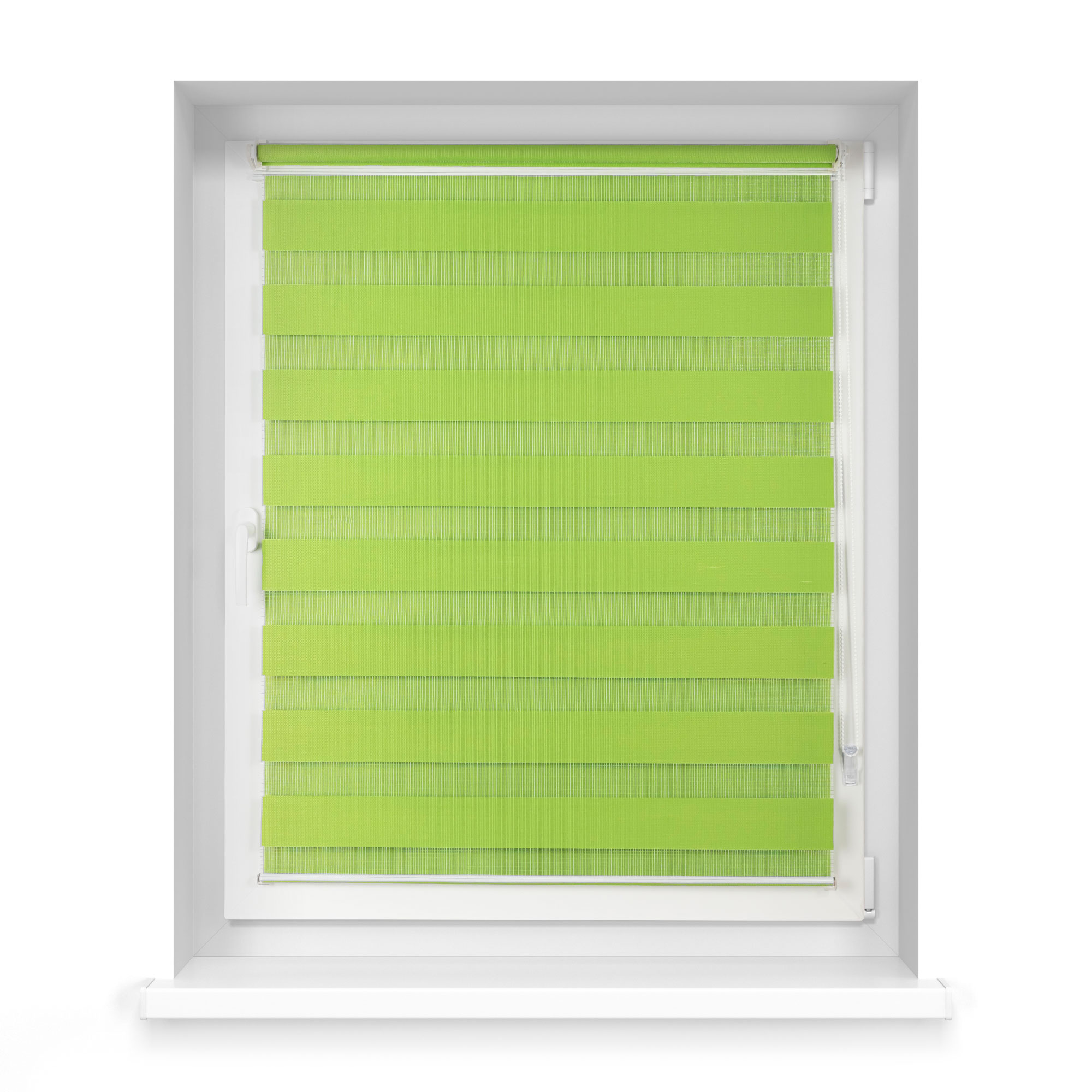 Klemmfix Doppelrollo am Fenster mit Kettenzug zur Lichtregulierung