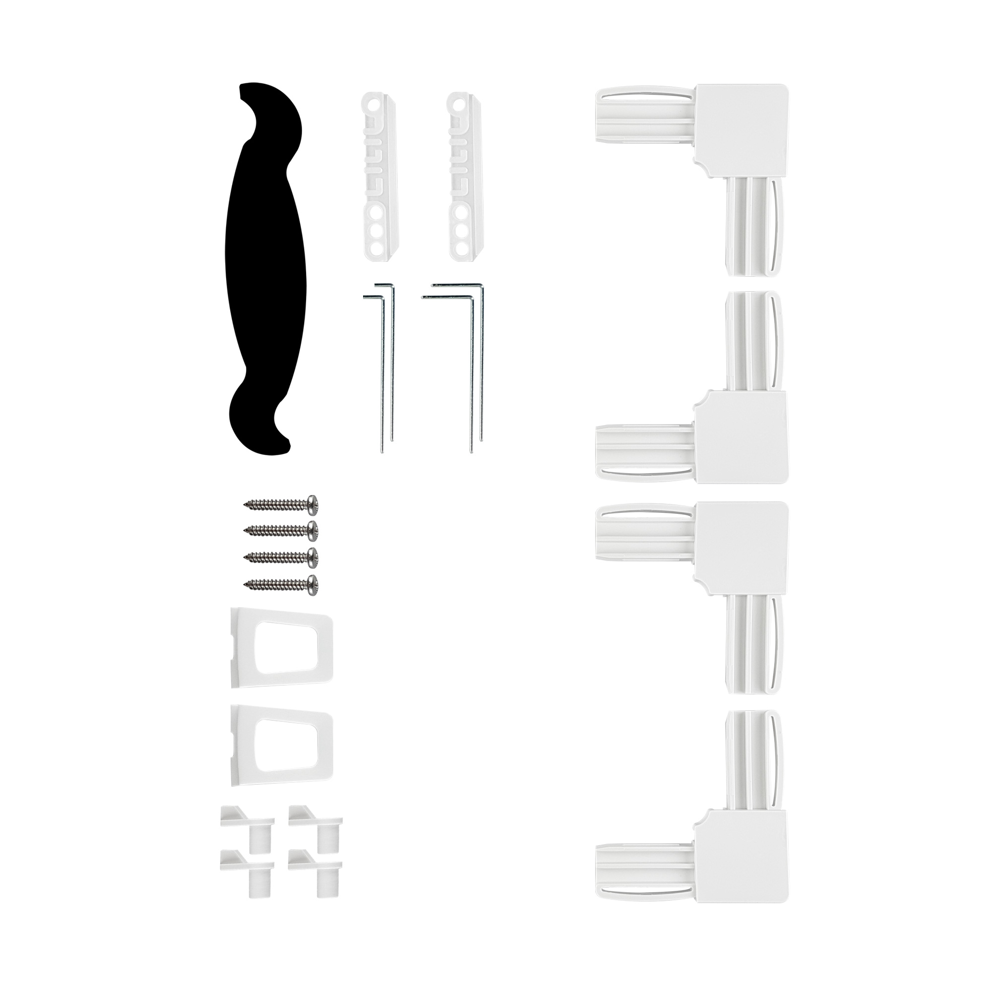 Ersatzteil-Set für Insektenschutz-Spannrahmen mit Griffen, Schrauben und Eckverbindern